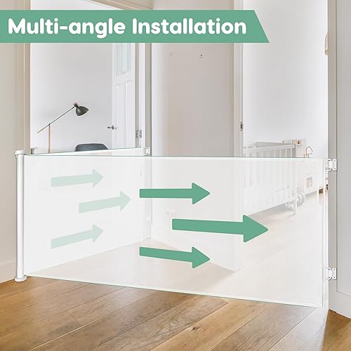 Miniatura 4 de Puertas retráctiles para bebés de 55 pulgadas para perros, puertas retráctiles para interiores para la casa, puerta retráctil para niños, puerta