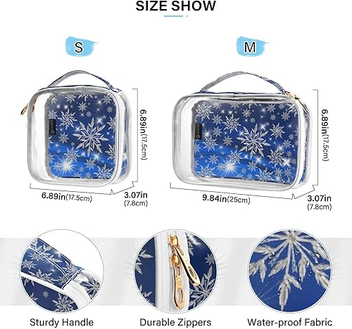 Miniatura 5 de Snowflakes Christmas Clear Makeup Bags for Women Men Portable Cosmetic Organizer Pouch Travel Toiletry Storage Bag for Travel Daily Gym