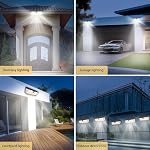 SyouHome Solar Motion Sensor Lights Outdoor, 4000LM 380 LED Solar Lights Outdoor, IP65 Waterproof 3 Modes 270° Wide Angle Solar Security Lights for Yard, Garage, Garden, Deck(4 Pack)