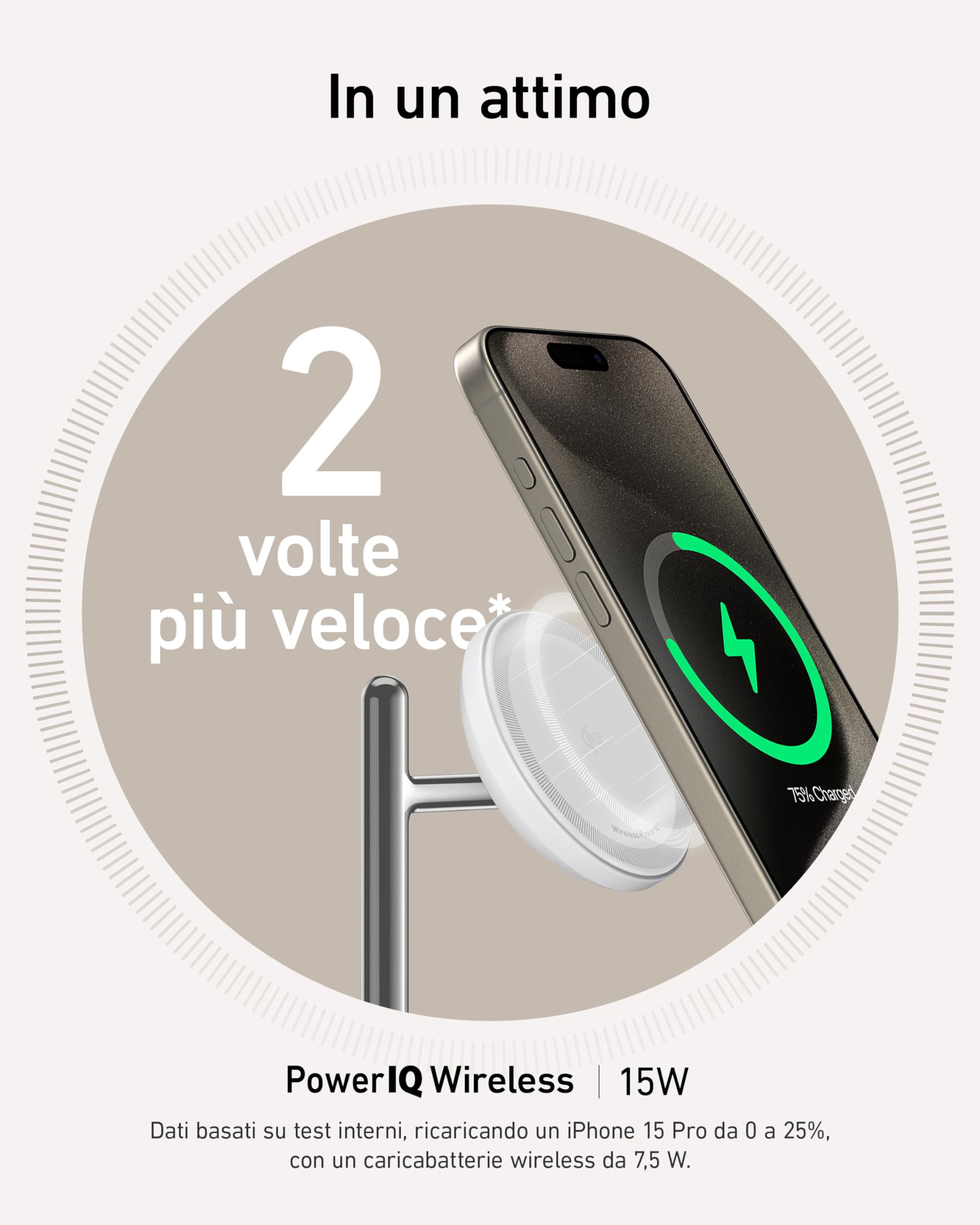 Anker Stazione di Ricarica Wireless 3 in 1, Certificata Qi2 15W Compatibile con MagSafe, Supporto per Serie iPhone 15, AirPods PRO, Apple Watch Ultra (Caricatore USB-C e Cavo Inclusi)
