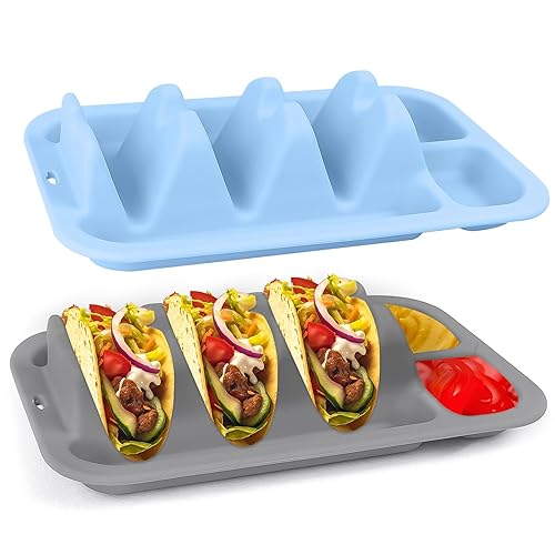 Silicone Taco Plates Holder Set of 2 - Reusable Taco