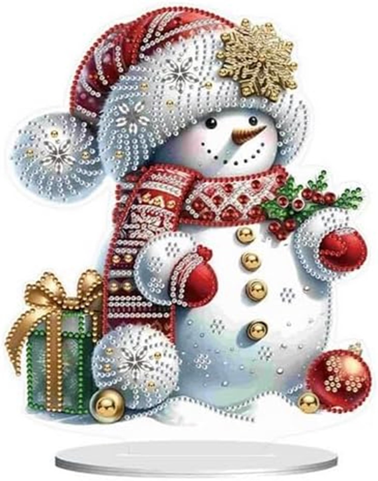 Syntego 5D Christmas Diamond Painting Kit I DIY Acrylic Snowman with Gifts Decoration I Crystal Rhinestone Craft Set I Art Kit for Xmas Tabletop Gift