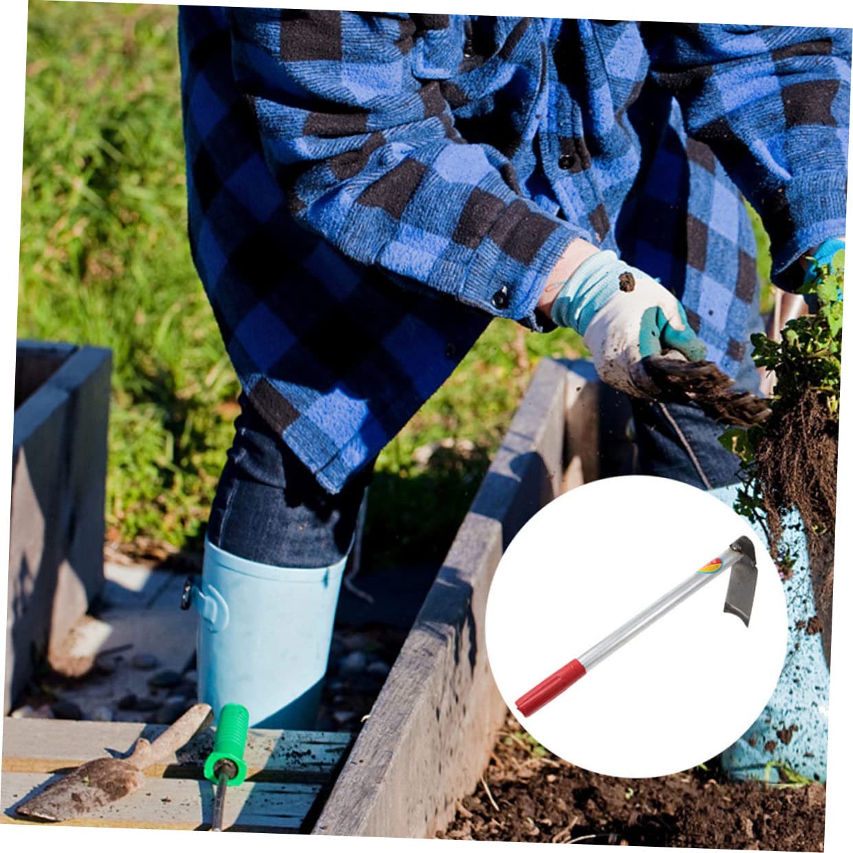 VANZACK 2 Pièces Sarcloir de Jardinage, Houe à Planter en Acier Inoxydable, Manche Épais et Résistant, pour Ameublir le Sol au Jardin et Bonsaï