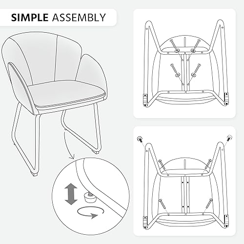 Miniatura 10 de Yaheetech Silla de comedor de terciopelo, sillón en forma de flor con patas doradas, silla lateral tapizada para cocina, comedor, sala de estar,