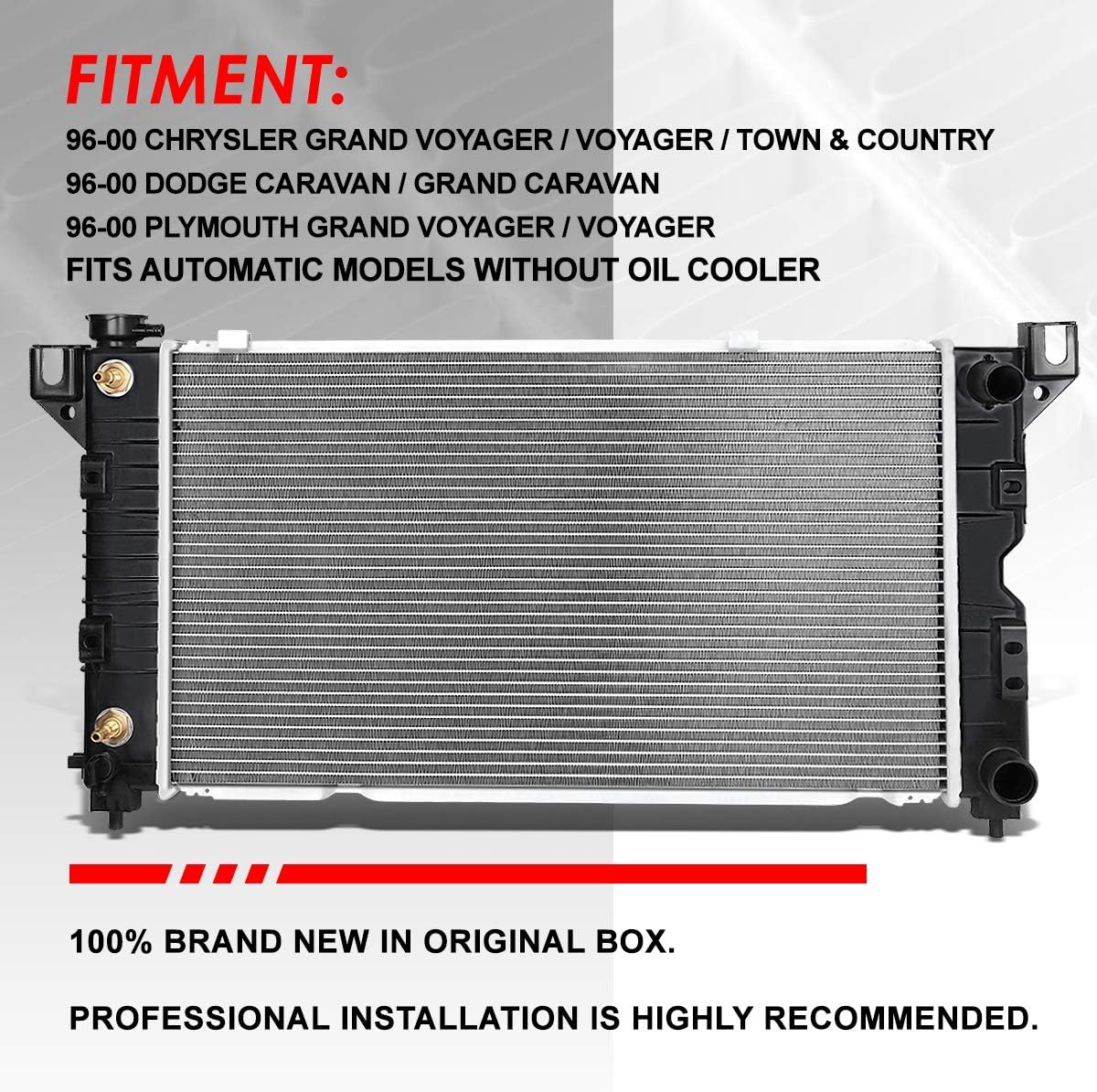 Auto Dynasty Radiator Compatible with 96-00 Chrysler Dodge Grand Voyager Caravan AT, DPI 1850 Factory Style 1-Row Cooling Radiator, Aluminum Core