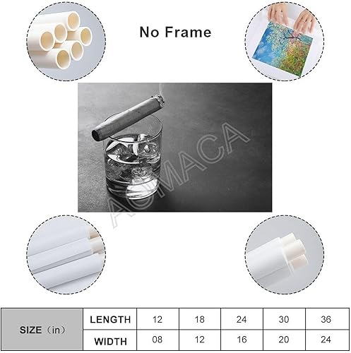 Miniatura 2 de MOJDI Póster de arte de pared de copa de vino de cigarrillo, póster de bar, decoración del hogar, póster en blanco y negro, lienzo para dormitorio,