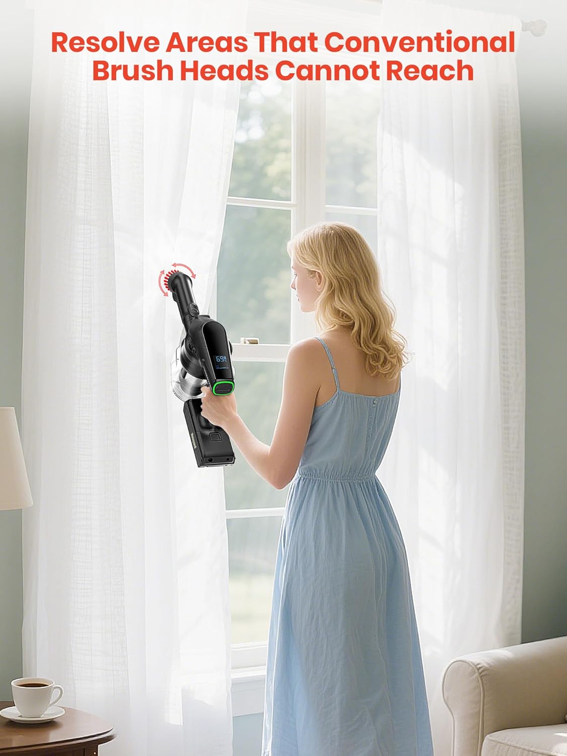 Honeywell Self-Cleaning Cordless Vacuum Cleaner, 8-in-1 Lightweight Stick Vacuum with 60Mins Runtime, Powerful Suction, Rechargeable Cordless Vacuum for Pet Hair/Carpet/Hardwood Floor, VC16