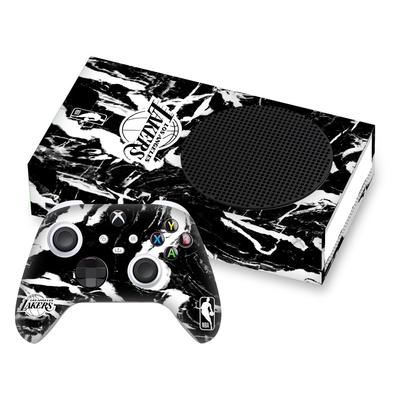 Head Case Designs sous Licence Officielle NBA Marbre Noir Los Angeles Lakers Vinyle Autocollant De Jeu Peau Autocollant Couverture Compatible avec Xbox Series S Console and Controller Bundle