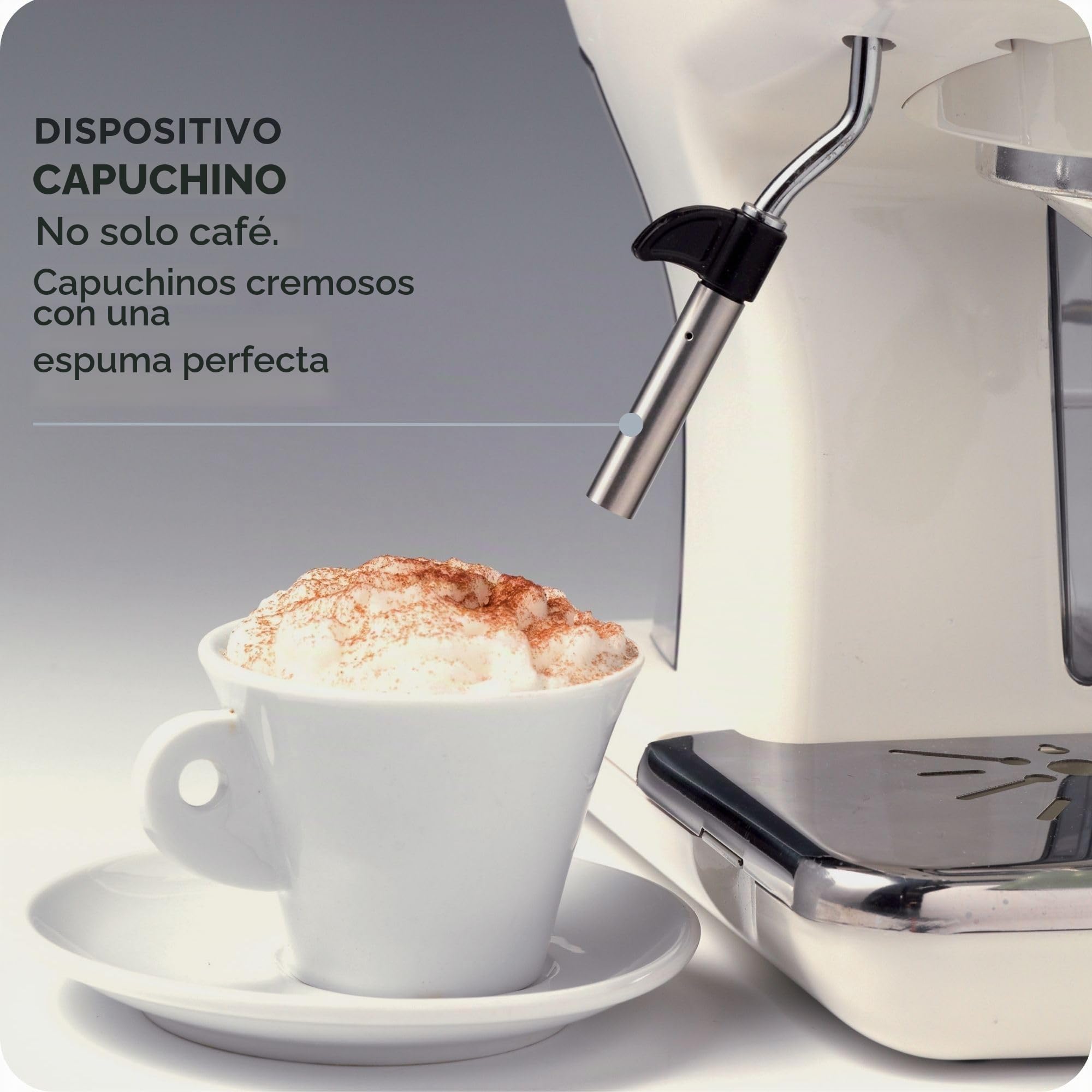 Ariete 1389/13 CAFETERA Espresso Vintage, 900 W, 0.9 litros, 15 bares, maxicapuccino, porta filtro para monodosis y café en grano, plástico Beige