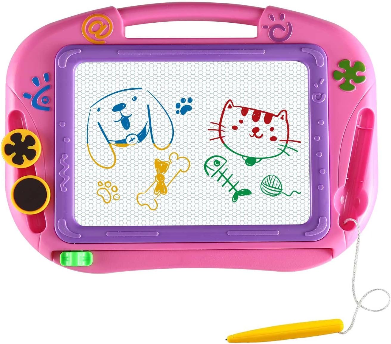 EEDAN-Magnetic Magna Doodle Drawing Board for Kids - Colorful Sketch Erasable Tablet Education Writing Pad with 2 Magnet Shapes - Gift for Little Girls Boys Kids Children Travel Size