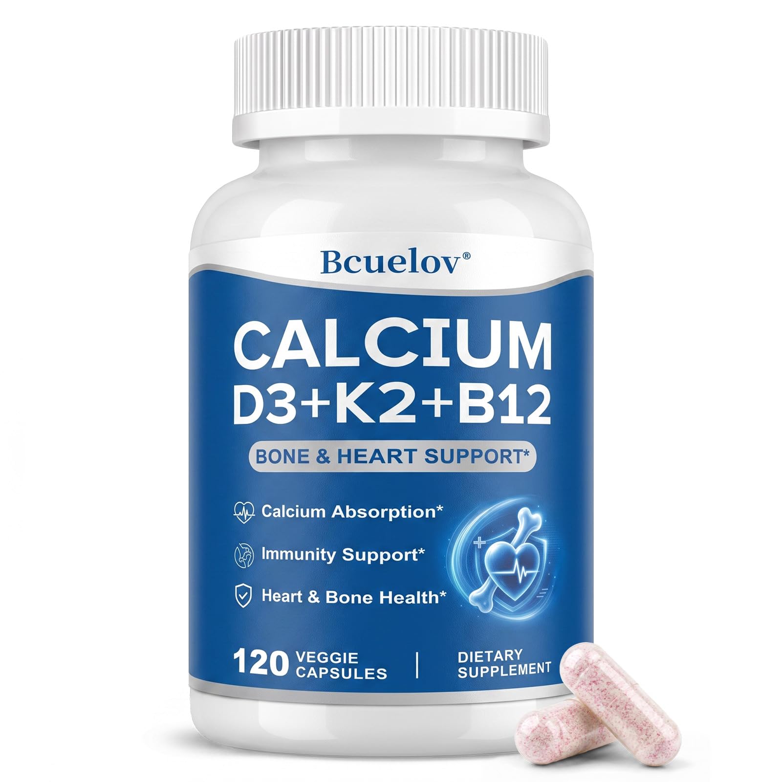 4-in-1 Calcium with Vitamin D3 K2 B12 Supplement for Women & Men