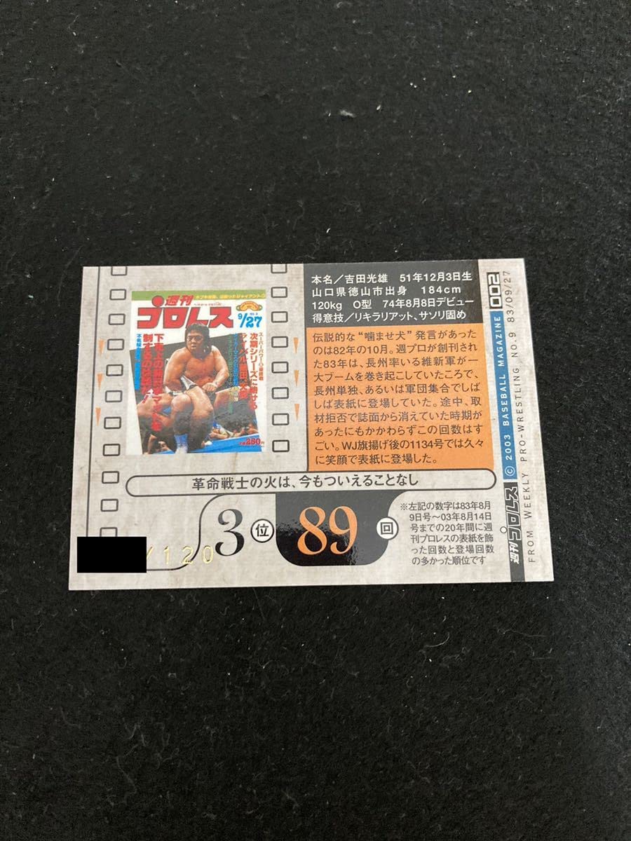 Amazon.co.jp: 2003 新日本プロレス 長州力 直筆サイン 120シリ 直書き 