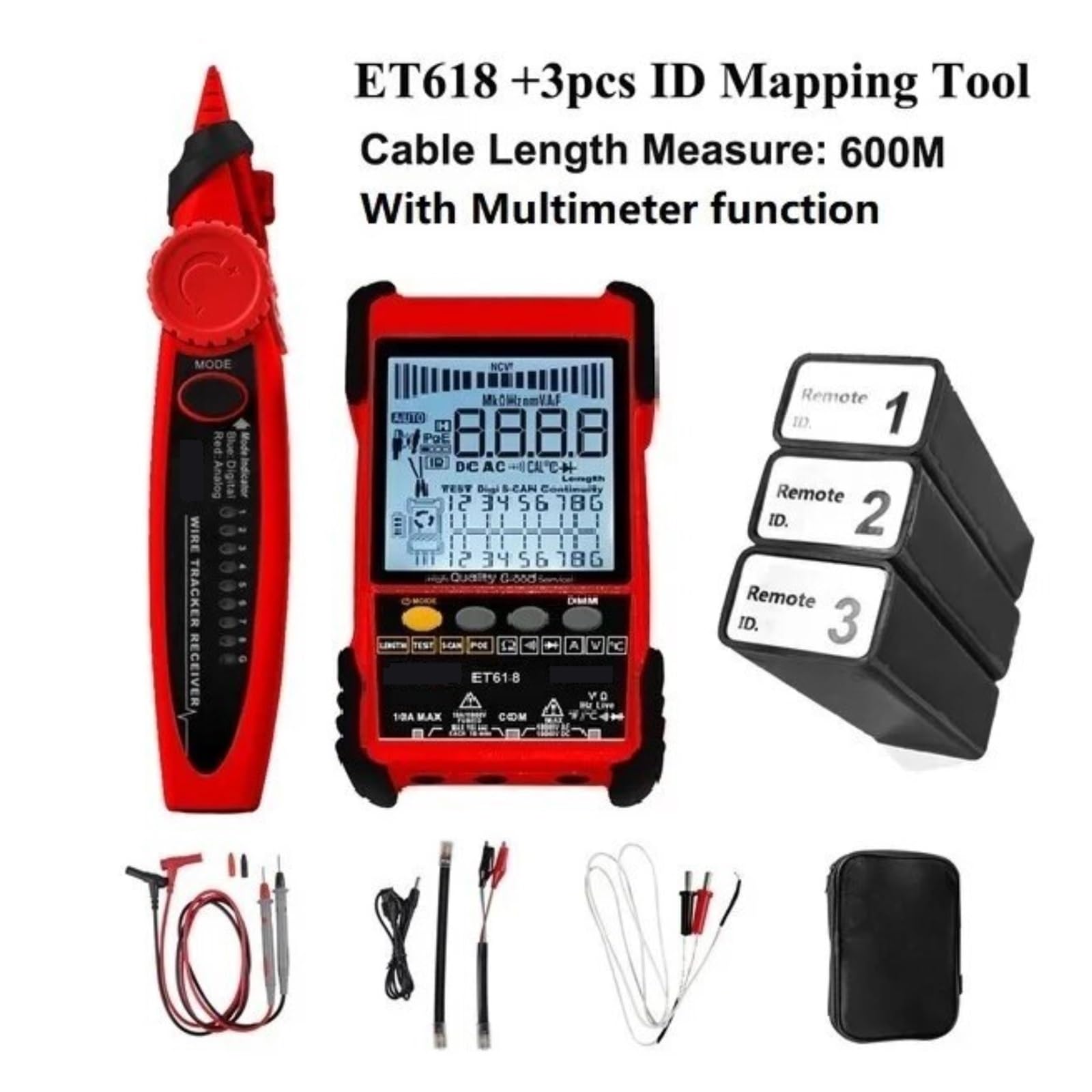 Netzwerkkabeltester Multimeter LAN Kabel Trace Test Längenmessung Empfindlichkeit Einstellbar Line Tracer Leicht Und Tragbar