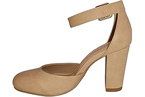 City Classified Women's Comfort Foam Closed Toe Dress Pump Ankle Strap Block Heel