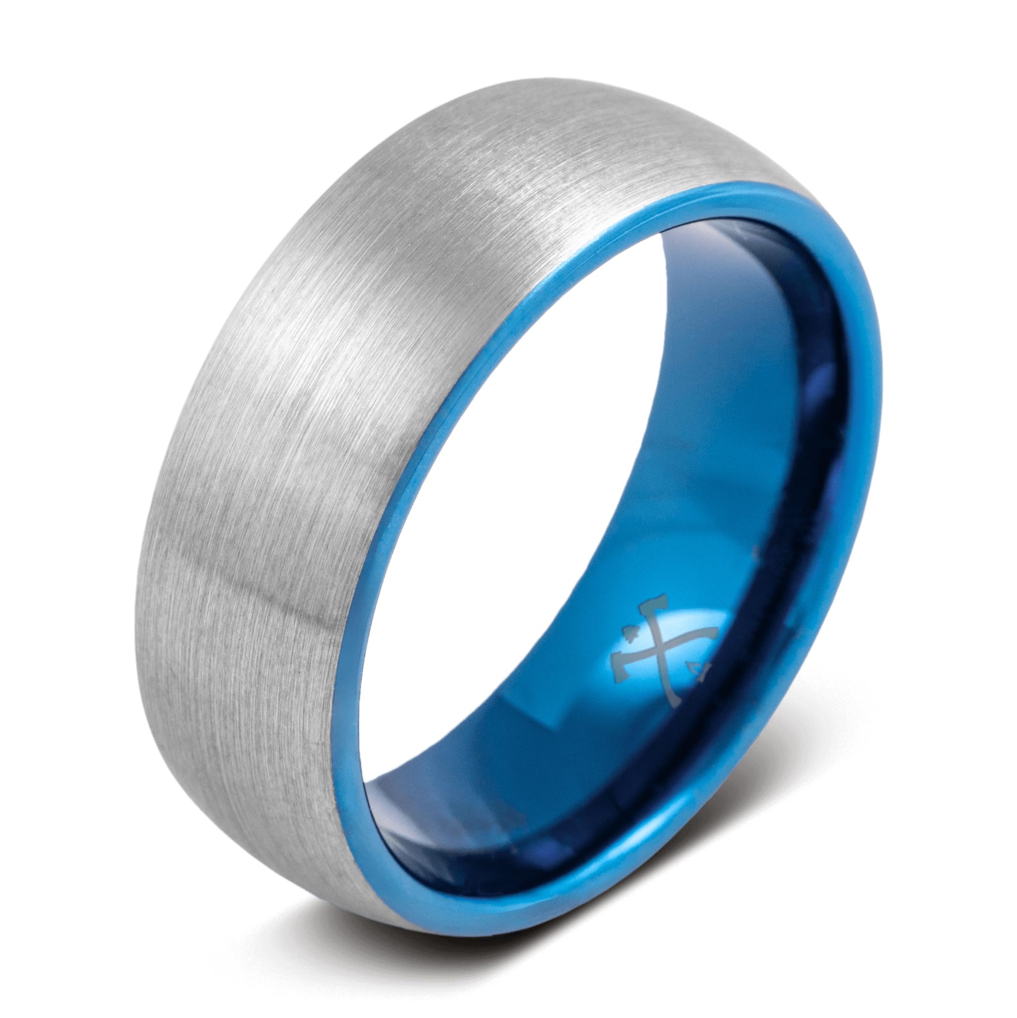 Manly Bands: Blue Plated Mens Wedding Bands and Rings - Unique Tungsten and Black Plated Tungsten Wedding Band, Stylish Ring for Men, Free Silicone