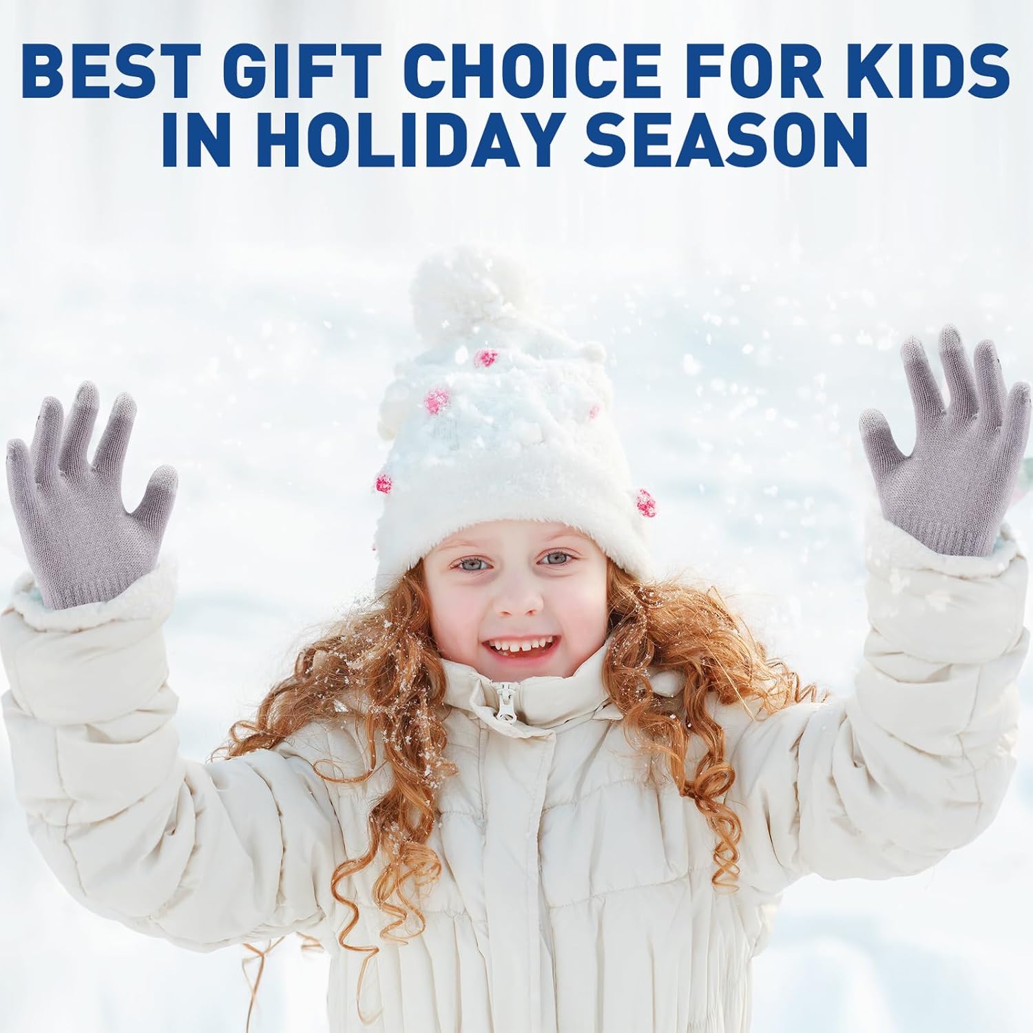 4 Pairs Kids Winter Touchscreen Gloves Warm Fleece Lined Child Knit Gloves Elastic Cuff Winter Texting for Girls Boys - Image 6