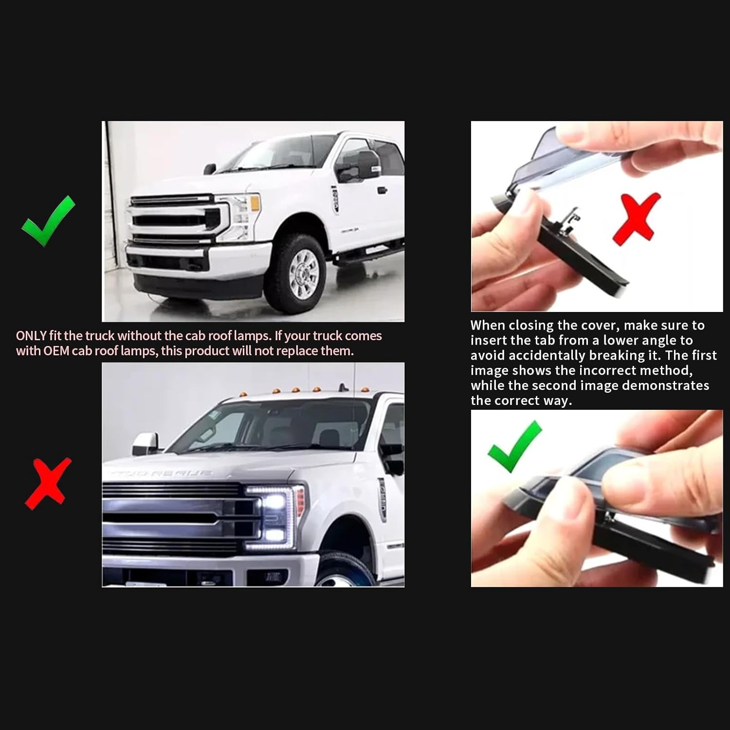 5PCS LED Running Cab Marker Roof Top Signal Light SUV 4x4 for Ford F250 F350 F450 F550 Super Duty for Dodge/Chevy/GMC Trucks etc