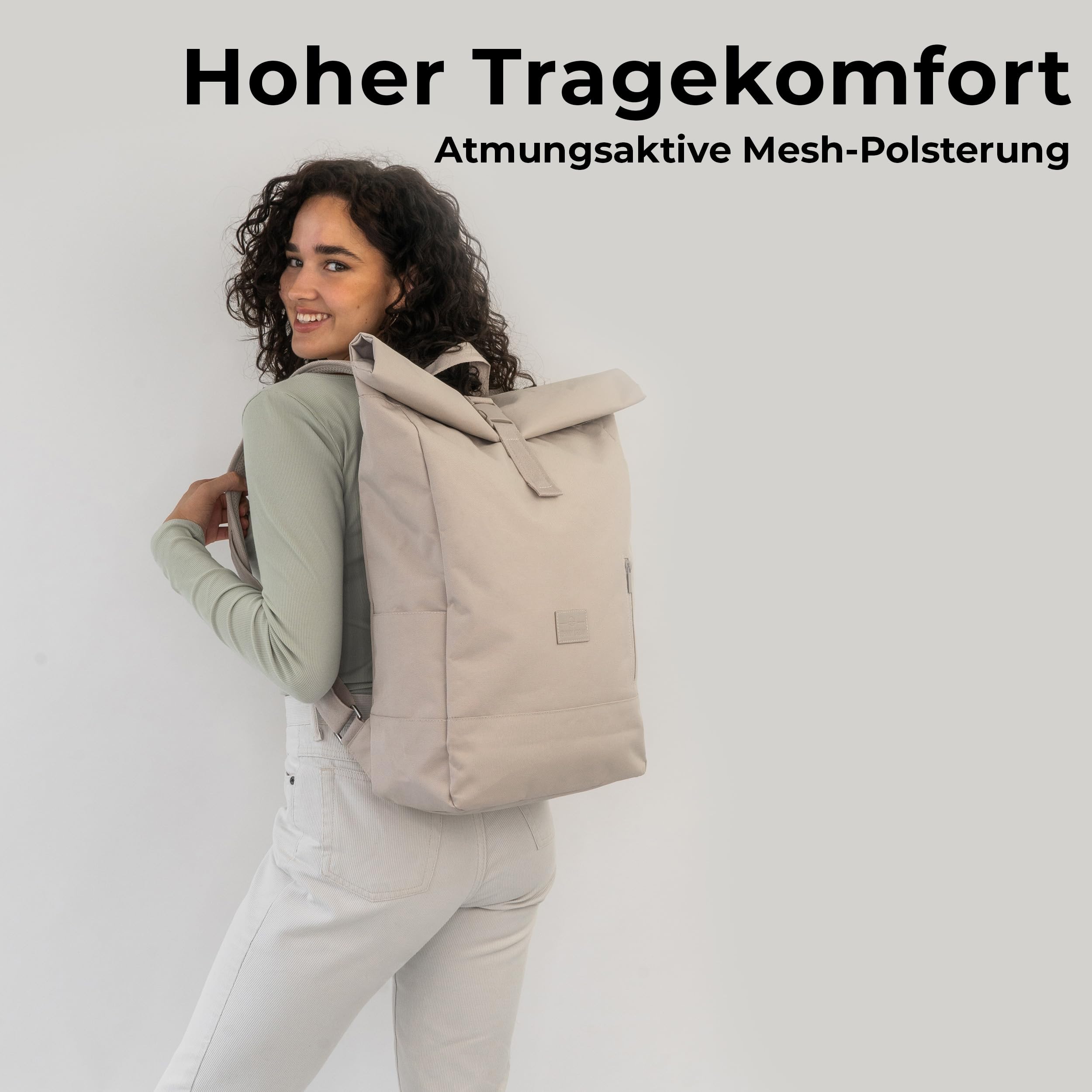 Johnny Urban Rolltop Rucksack Damen & Herren - Robin Large - Tagesrucksack mit 16 Zoll Laptopfach - Recyceltes PET - 18-22L - Wasserabweisend
