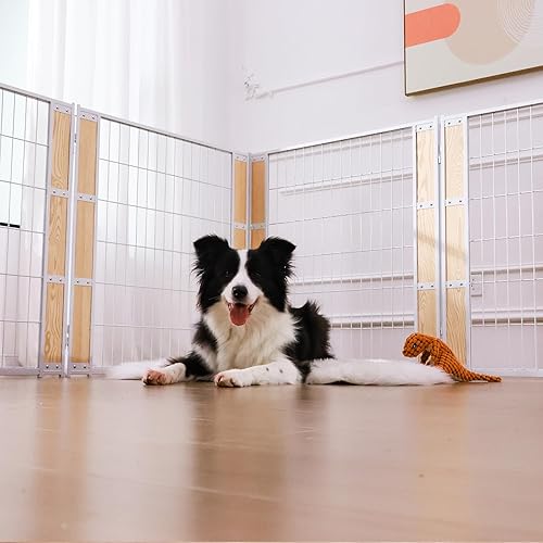 Miniatura 5 de Cerca para perros resistente de 32 pulgadas de altura - Valla para mascotas interior y exterior para perros medianos y pequeños - Corral plegable
