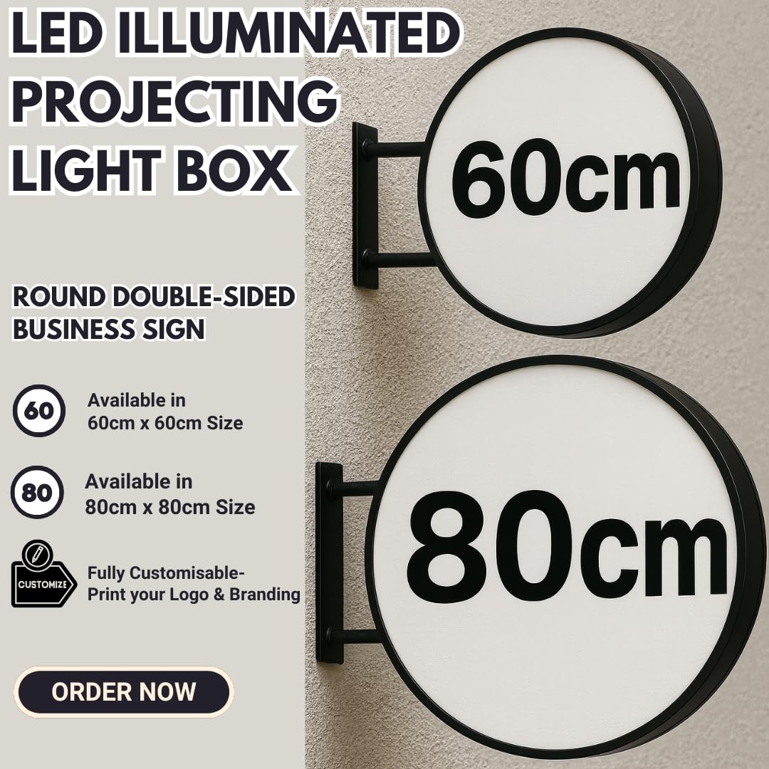 Panneau lumineux de projection - 60 x 60 cm - Rond - LED - Noir