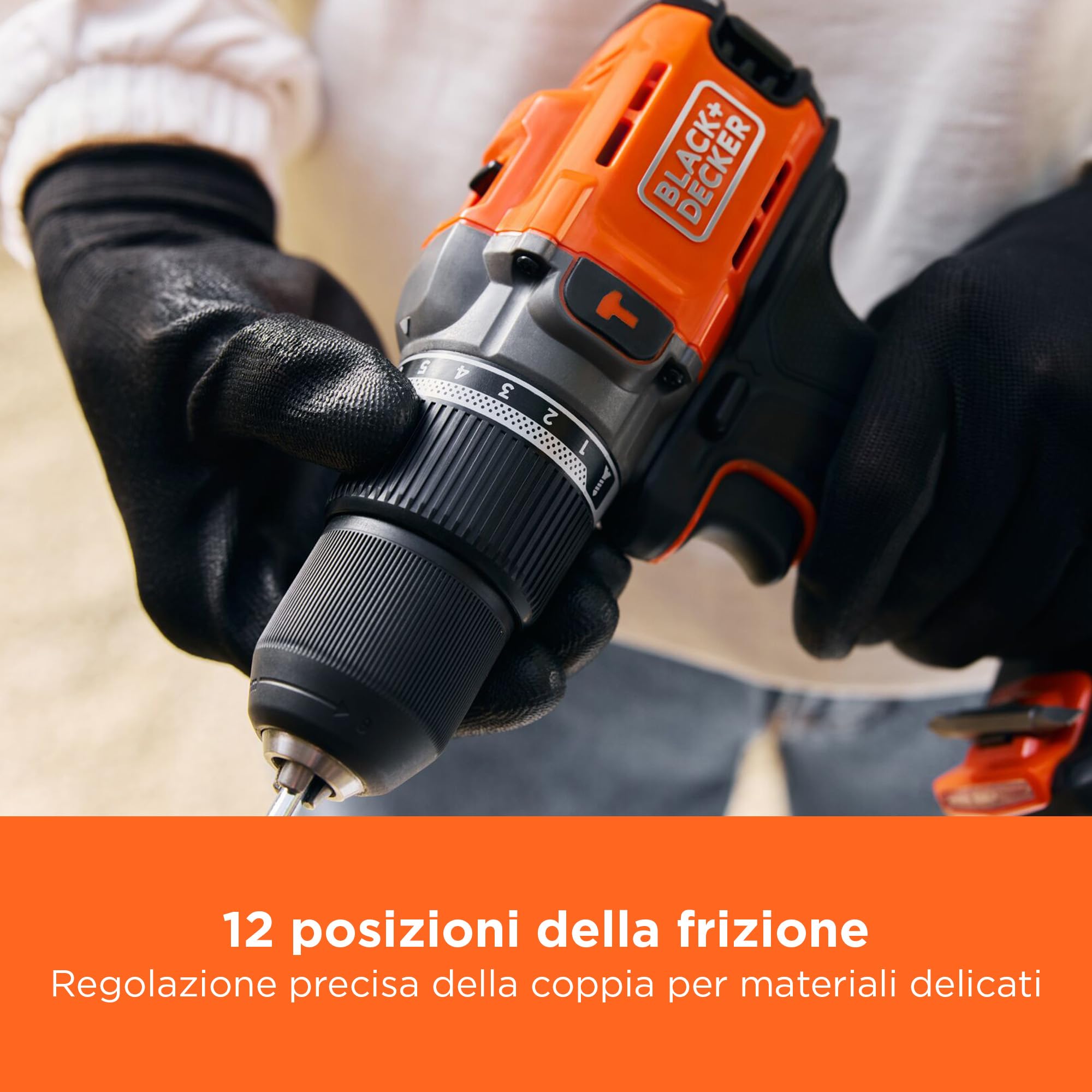 BLACK+DECKER 18V POWERCONNECT Trapano a percussione a batteria, coppia 45Nm, 2 marce, luce LED, mandrino senza chiave, senza batteria o caricatore, BCD383XN-XJ