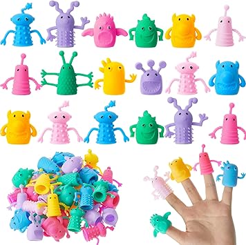 Junkin 40-Piece Cute Monster Finger Puppet Set - Soft Rubber Stretchy Fidget Toys, Mini Finger Dolls for Birthday Party Favors(Cute Style)
