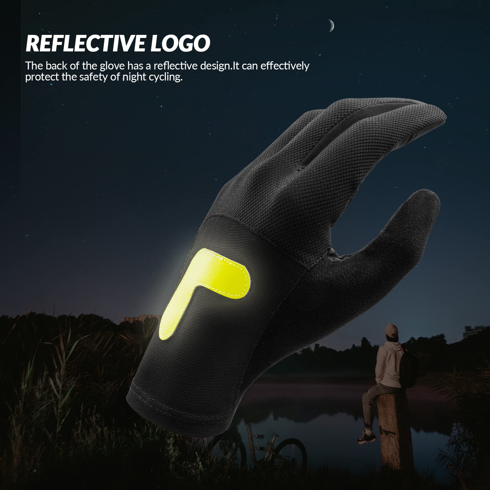 ROCKBROS Guantes de Ciclismo Pantalla Táctil para Hombre Mujer, Guantes Largos de Verano Transpirables para Bicicleta Deportes, Negro