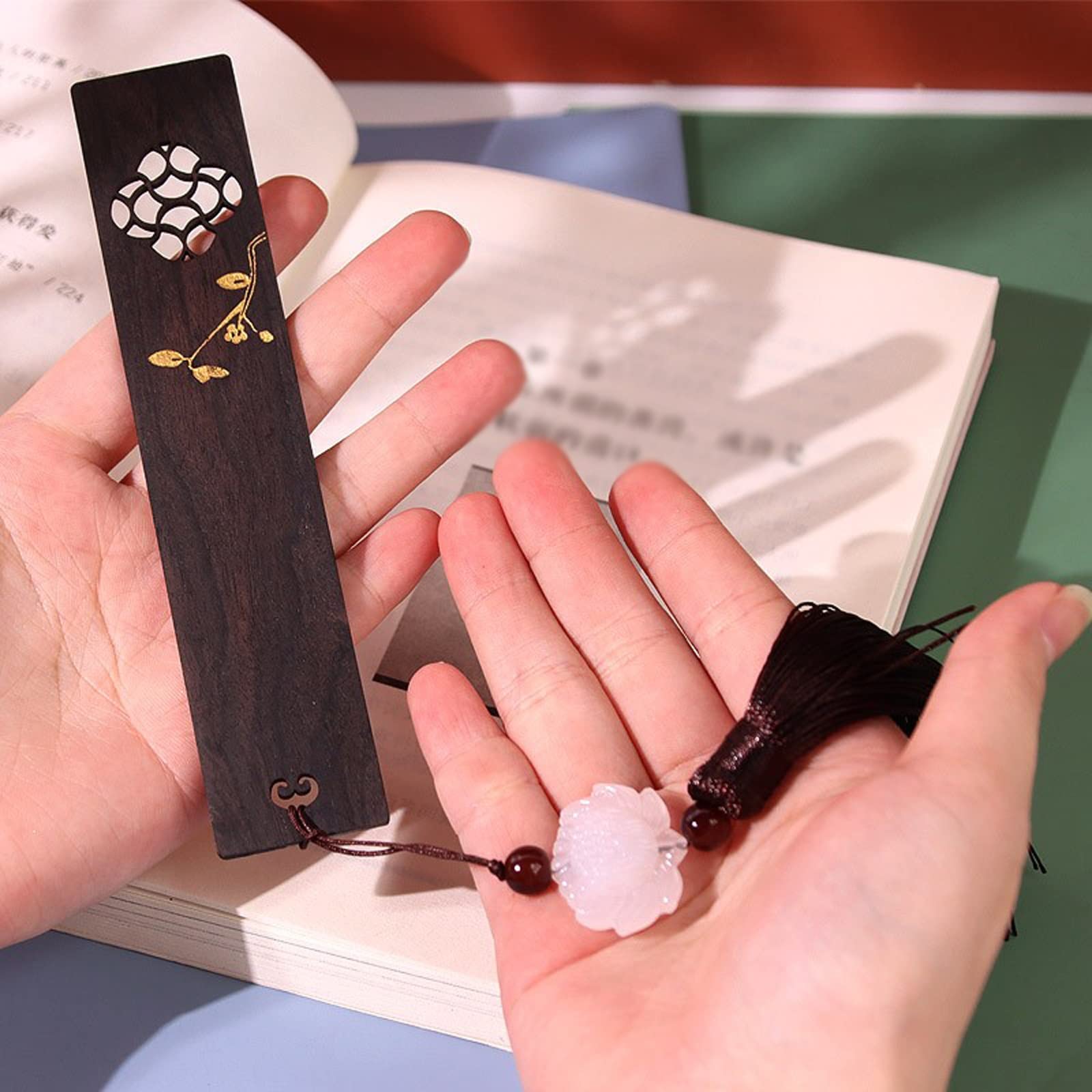 Lesezeichen 2 stücke Lesezeichen Holzfenstergitter Lesezeichen Chinesischer Stil Senden Lehrer, um Studenten Geschenk Ebony Wood zu schicken Buch Markierungen