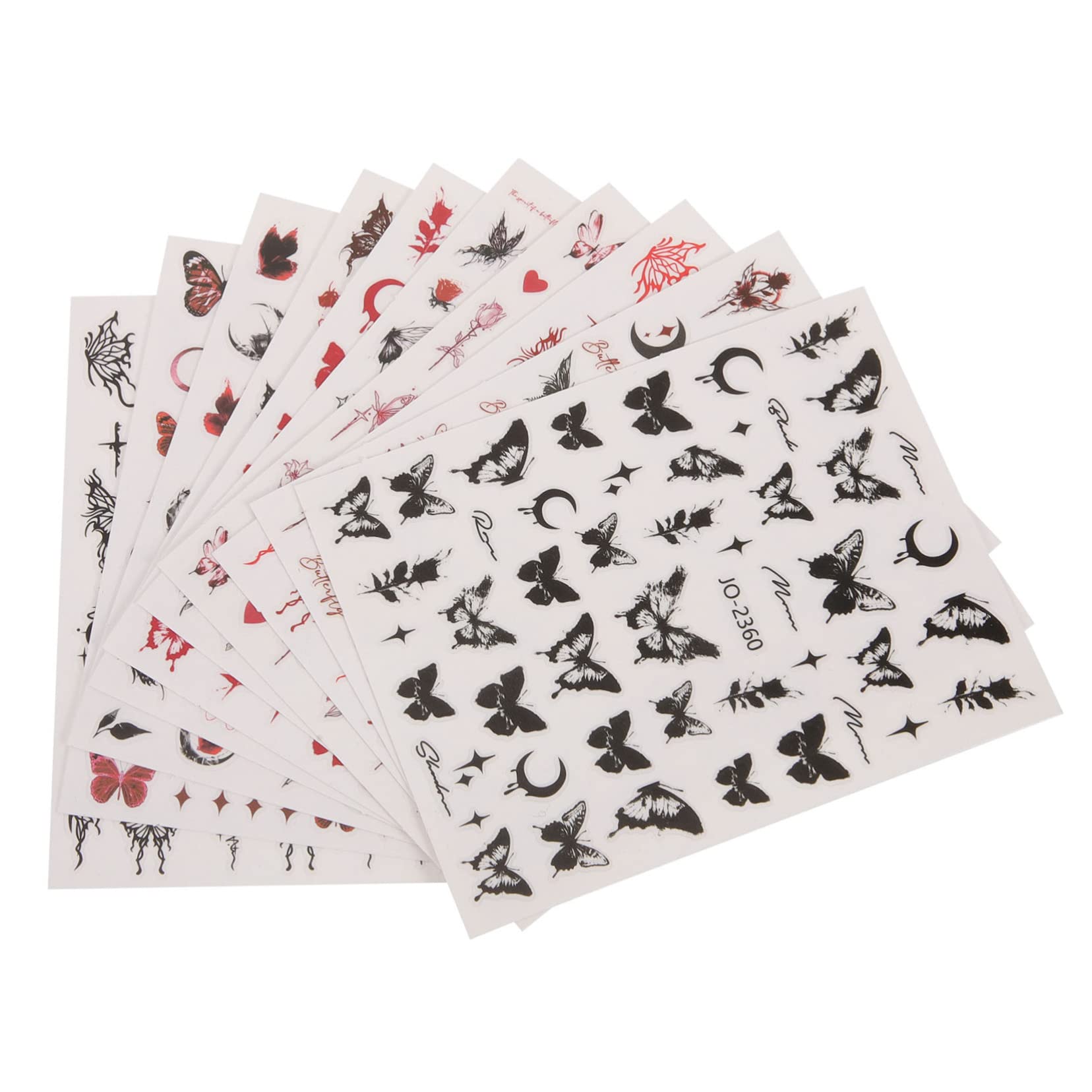 5 set Adesivi A Farfalla Scura Graziosi Adesivi A Strisce Di Giglio Adesivi UV Per Unghie Decorazioni Per Manicure 12 fogli*5