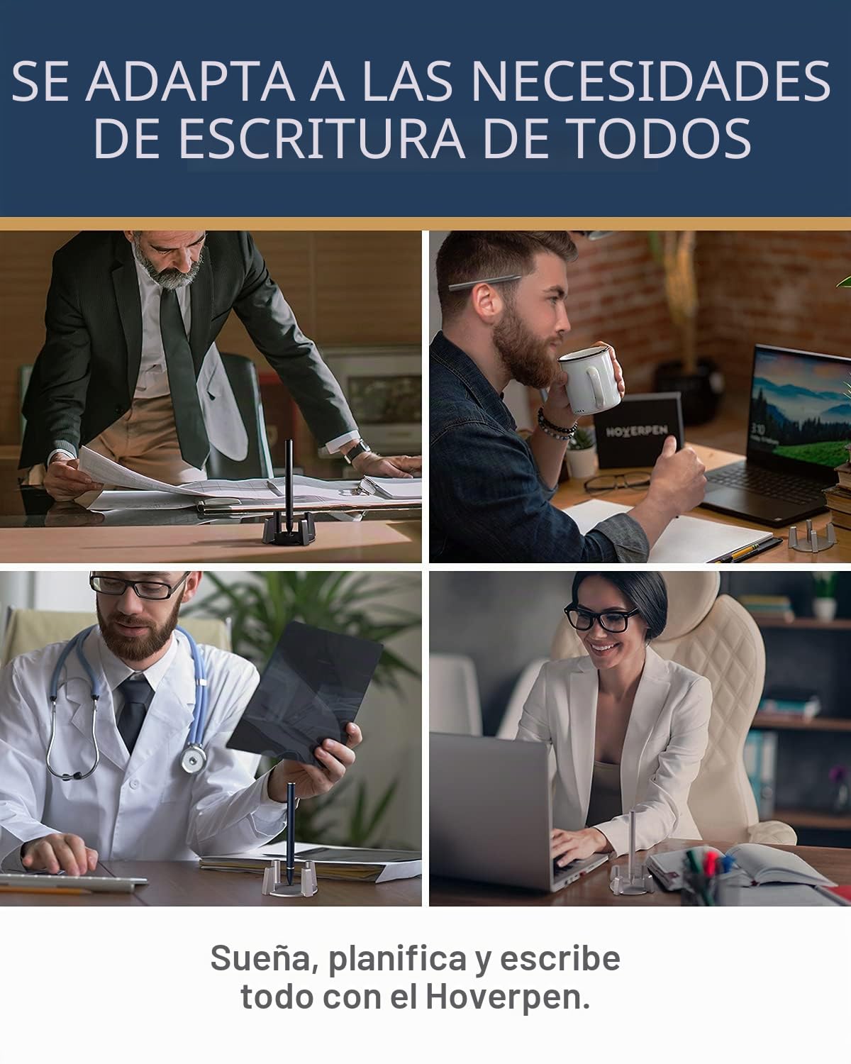 novium Hoverpen - Bolígrafo de lujo para hombres y mujeres, bolígrafo ejecutivo de pie vertical con recambio de tinta de flujo libre, hecho de metal, regalos únicos, bolígrafo de lujo