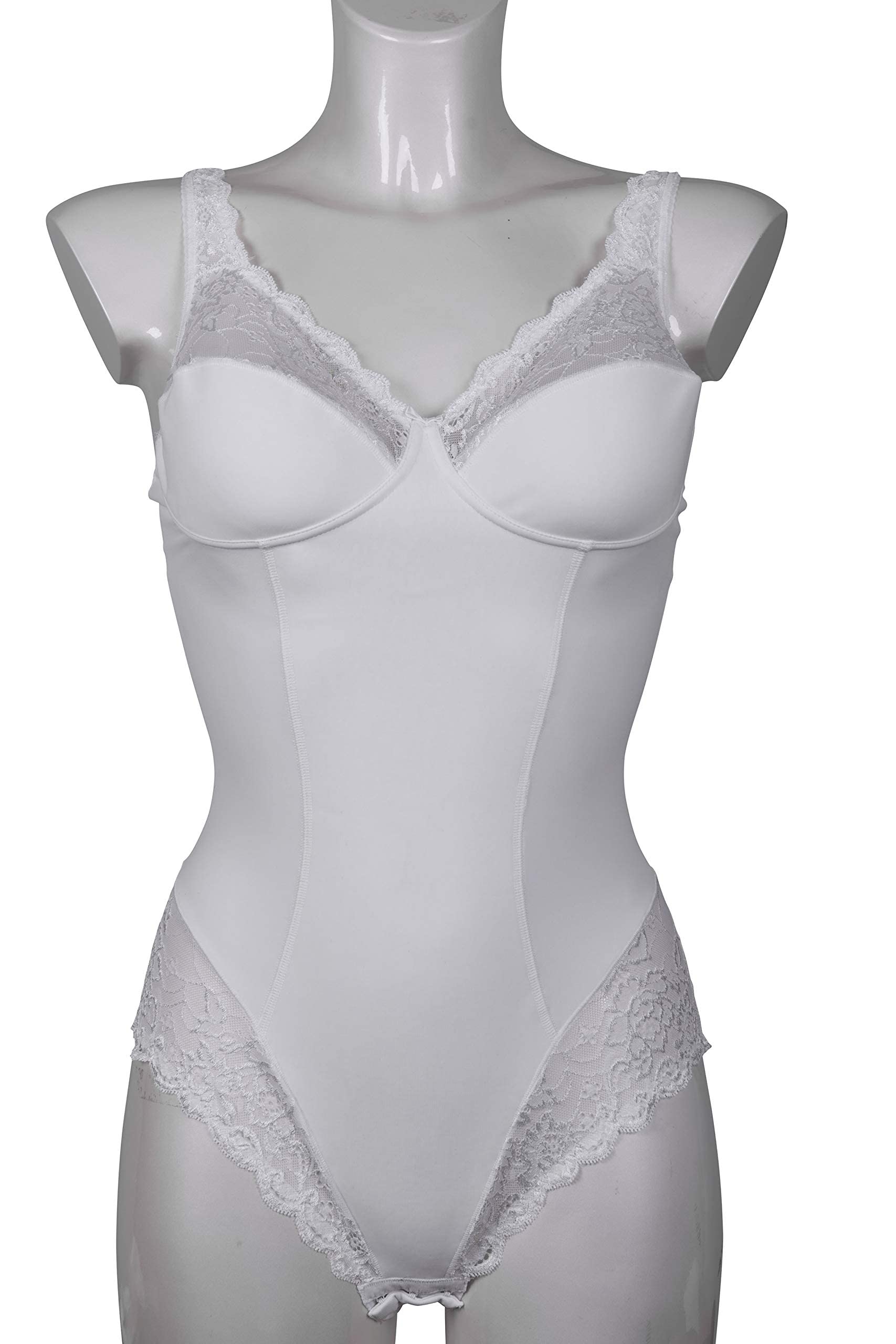 MyLady Body Contenitivo Modellante Senza Ferretto Coppa C | Body Shaper Snellente con Spalline larghe per Taglie Forti | Coppe Non Imbottite e Pannello Frontale Foderati in Cotone (Bianco, 4C)