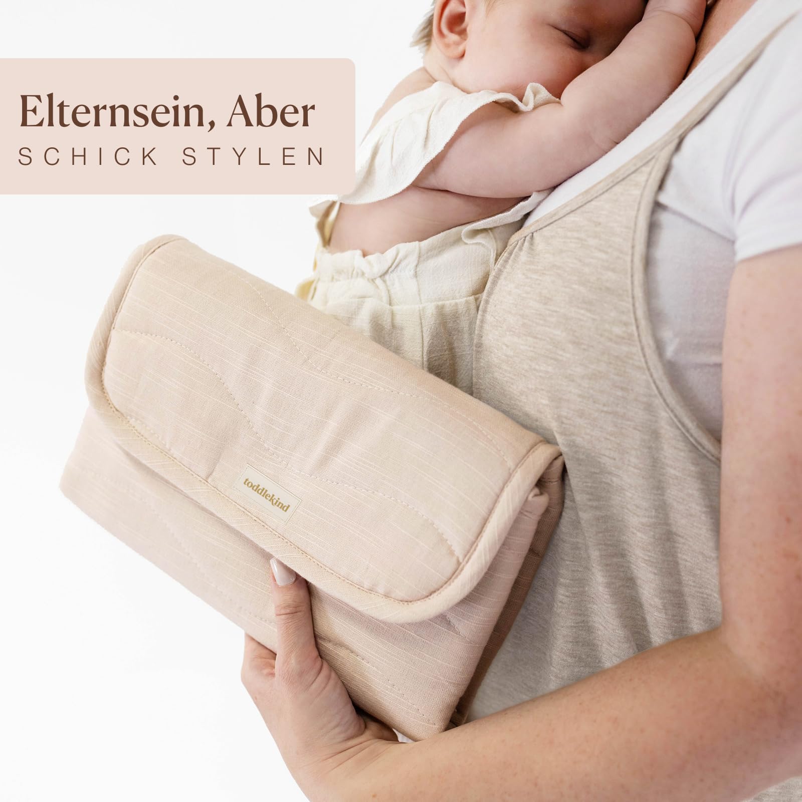 Toddlekind Mini Maven Tragbare Wickelunterlage – Aus Bio-Baumwolle, Wasserabweisend & Faltbar – Wickel-Organizer für Unterwegs, Windeltasche mit Wickelunterlage