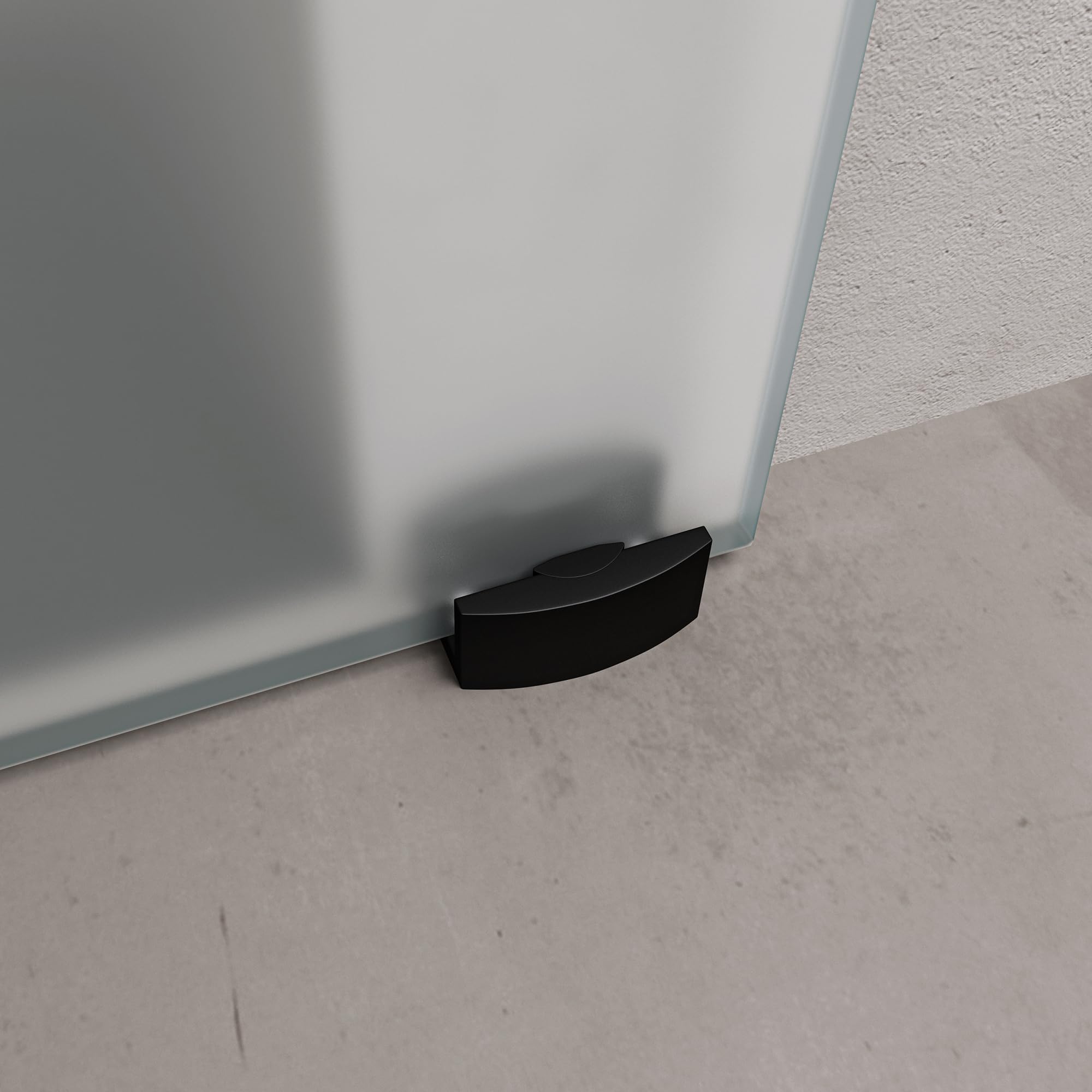 doporro Porta Scorrevole in Vetro 102.5x215cm, Porta Scorrevole in Vetro Satinato 8mm con Binario e Maniglia Per Asta per Bagno Cucina Studio Ufficio, Nero, Amalfi-plus 14H