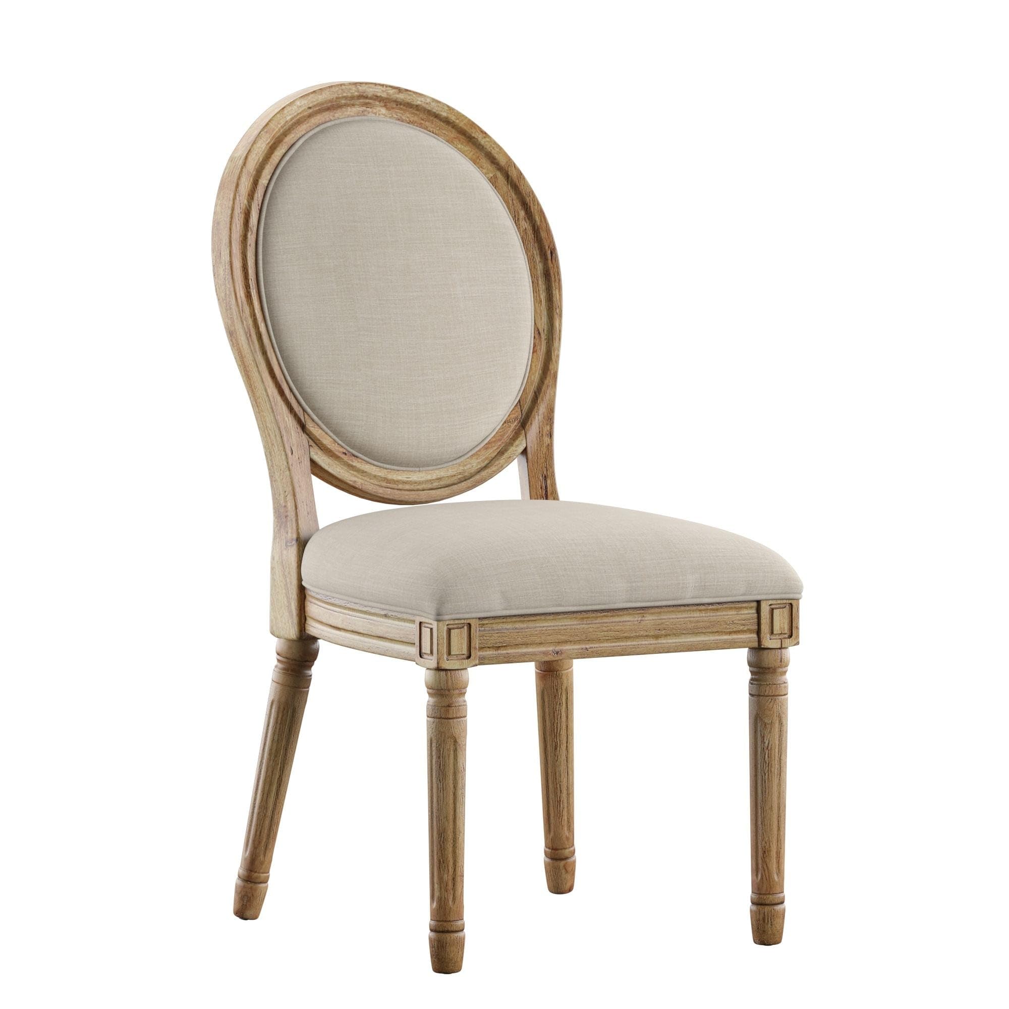 Inspire Q Deana Round Linen and Wood Dining Chairs (Set of 2) by