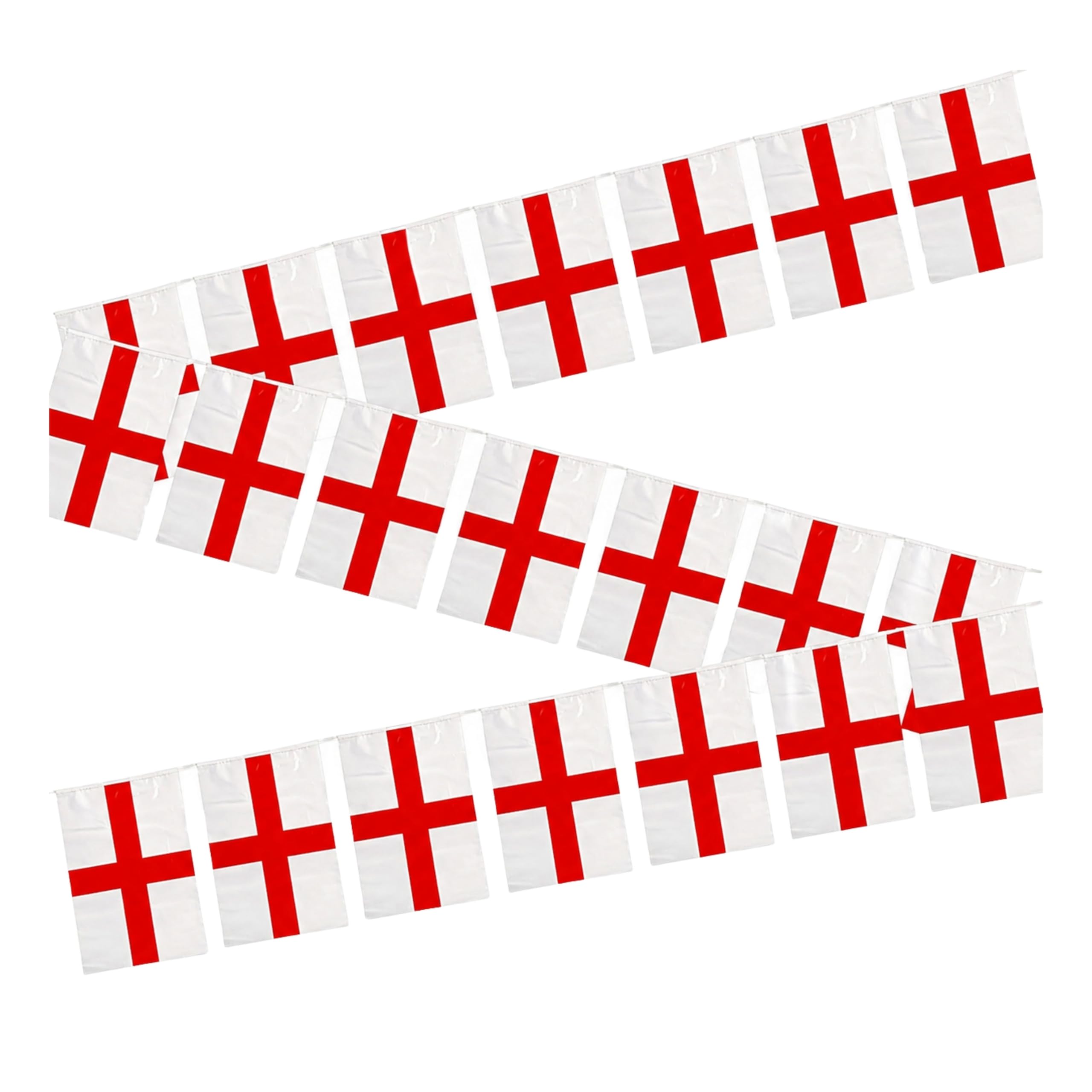 10m/33ft England St George Flag Bunting for FIFA 2026 World Cup – 20 St George Cross PVC Flags 14 x 21cm Double Sided Football Party Decorations for Pub and Street Celebrations