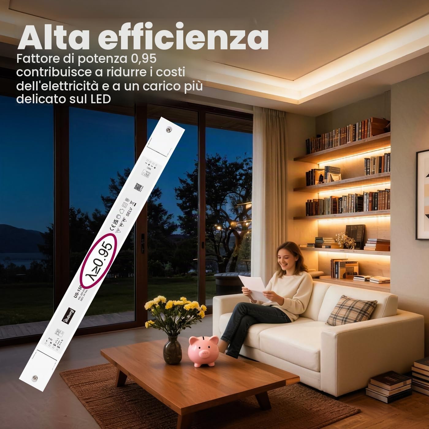 Trasformatore LED 24V 45W - 150W Dimmerabile DALI PUSH Sottile per Strisce LED Alimentatore Driver Power Supply
