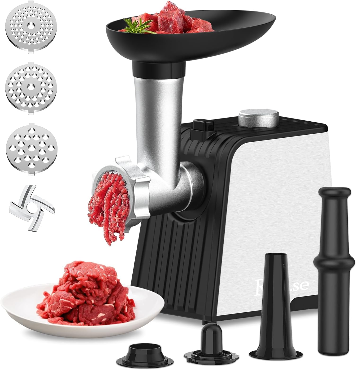 Hachoir à Viande électrique 450W Avec Accessoire à Saucisses - Acier Inox, 6.48 Lbs, Keenstar