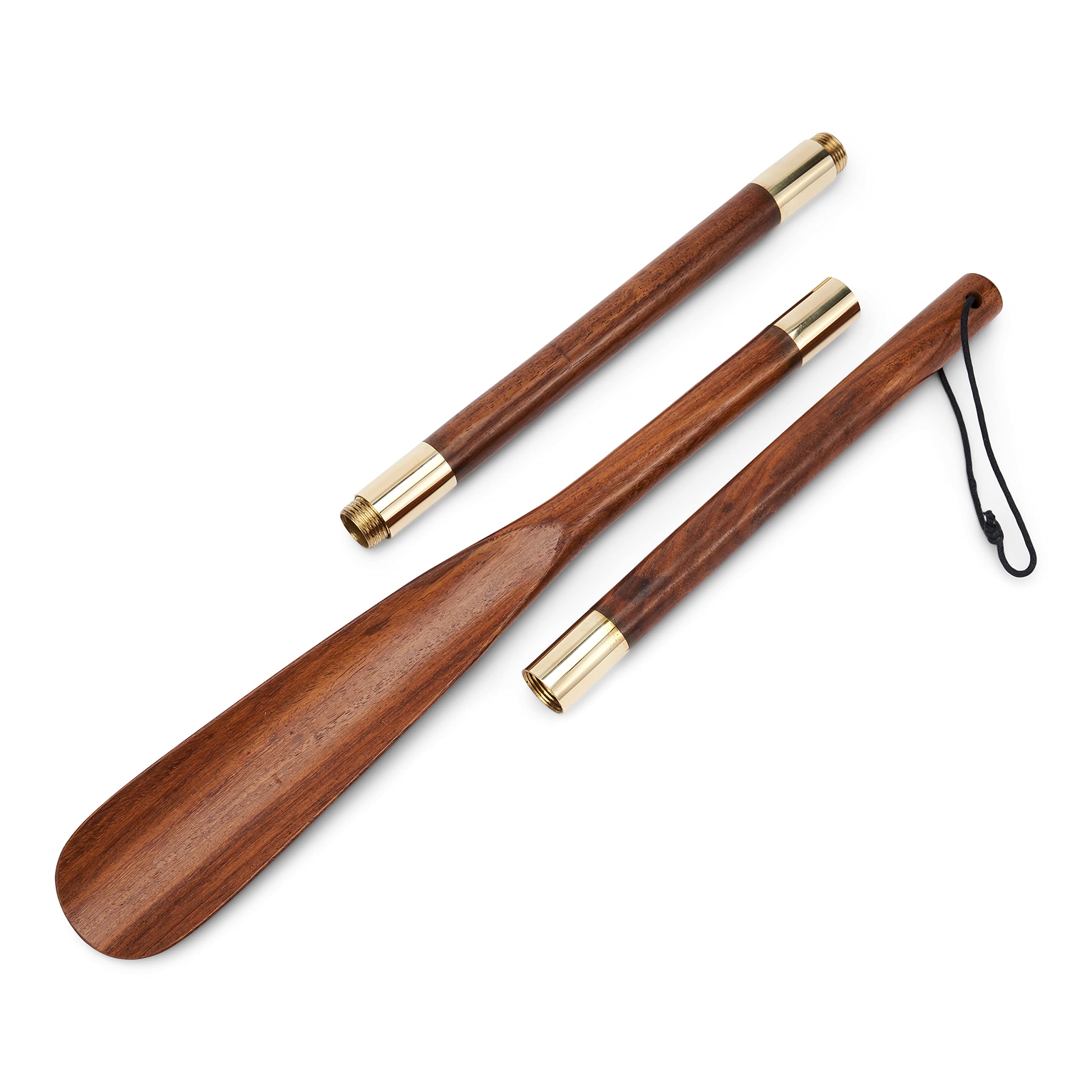 NKlaus chausse-pied maritime 70cm en trois parties en bois et laiton doré longueur réglable 11731