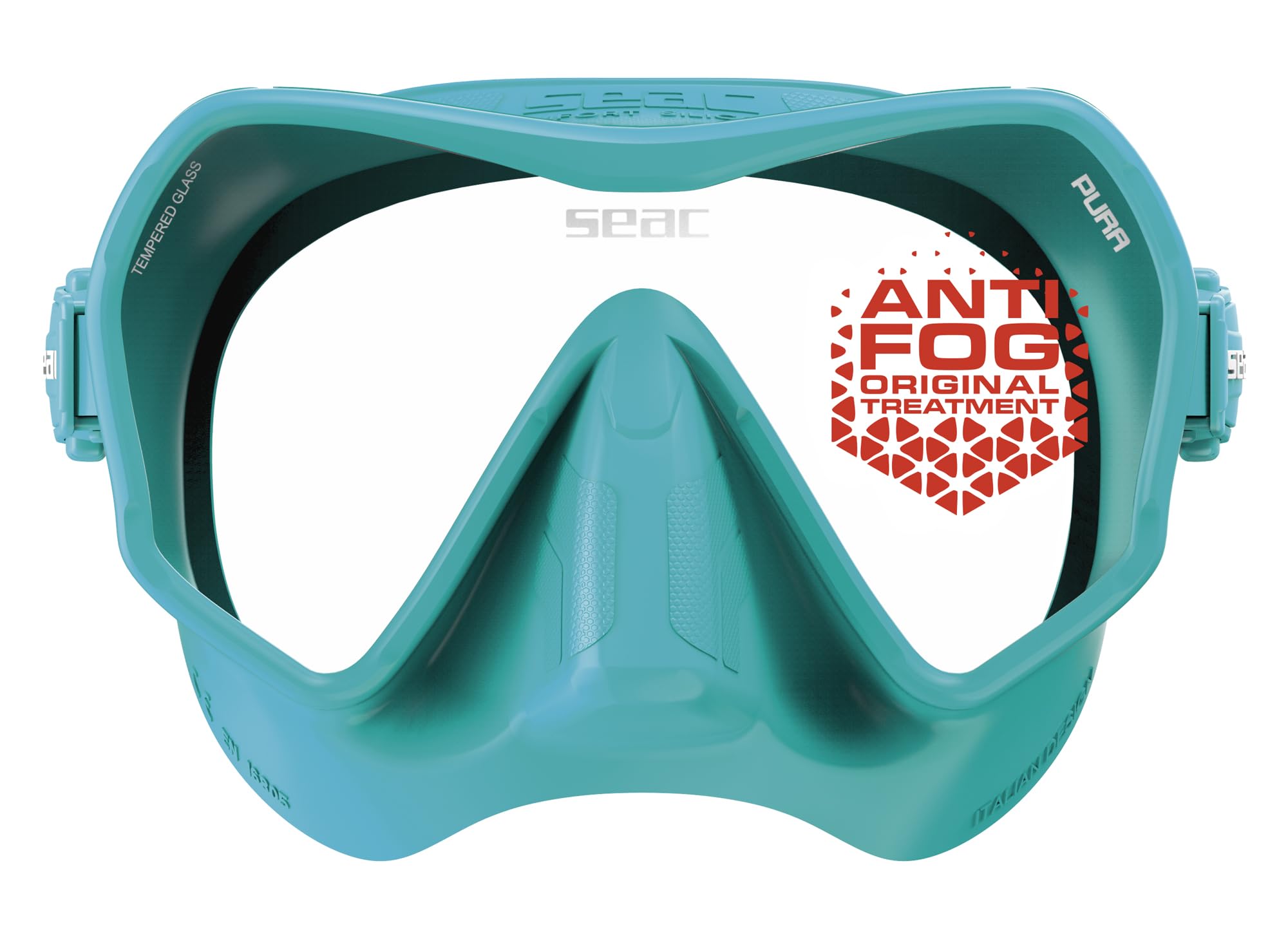 SEAC Pura – Bezramkowa jednoszybowa maska do nurkowania z silikonu | Niskoprofilowa maska do nurkowania i snorkelingu z powłoką antifog i klamrą 3D