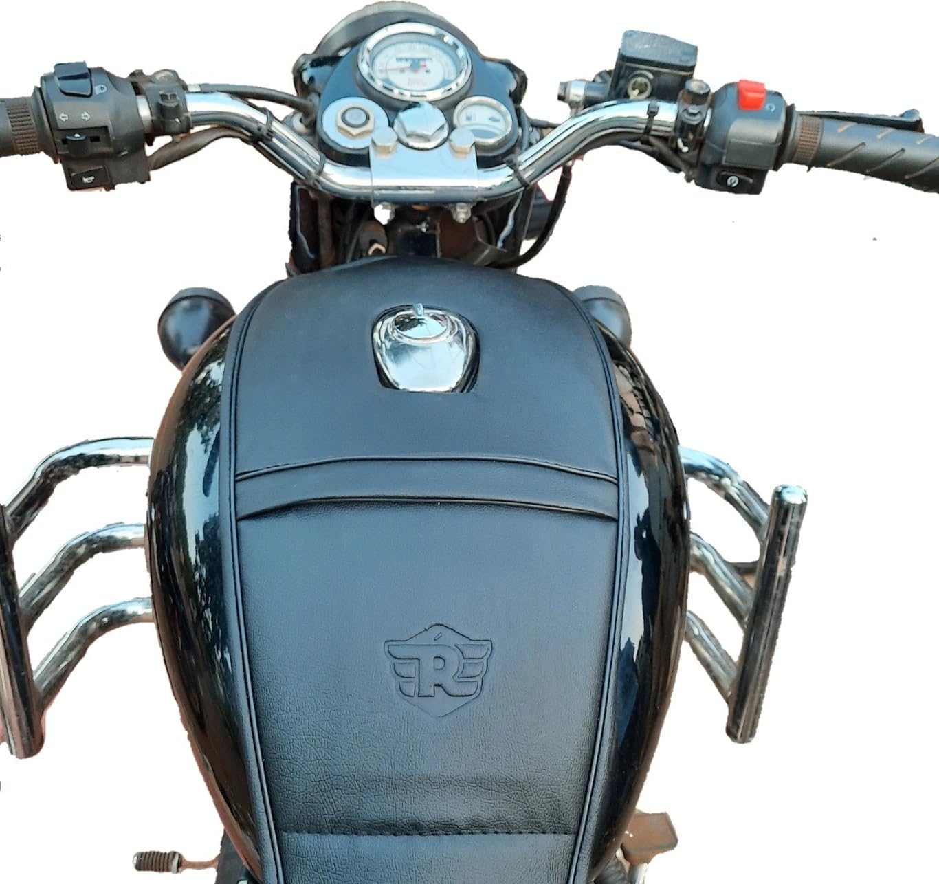 Premium Waterproof Leatherette Bike Tank Cover with Mobile Pocket Compatible with Classic Royal Enffield Classic 350, Classic 500, Bullet 350, Bullet 500, Electra & Standard-picture-22