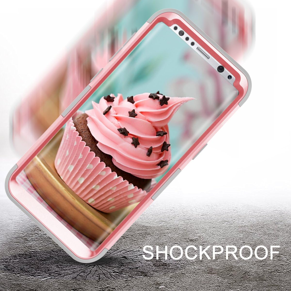 for Galaxy S8 case, PIXIU Shockproof Hybrid High Impact Hard Plastic Soft Silicon Rubber Armor Protective case Cover for Galaxy s8 2017 Release Pink