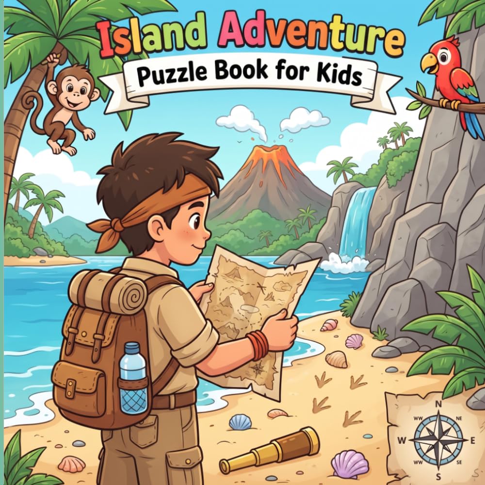 Island Adventure Puzzle Book for Kids: 46 Survival Mazes, Secret Codes and Brain Games for Ages 8-12