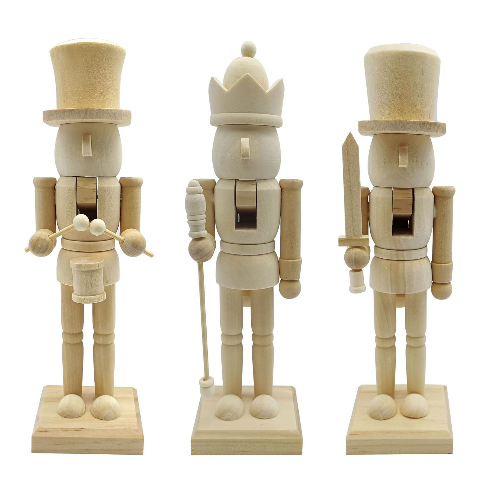 carotoe Wood Christmas Nutcrackers Unfinished Coloring Christmas Nutcrackers Ornament Unpainted Puppet King Soldiers Collectible