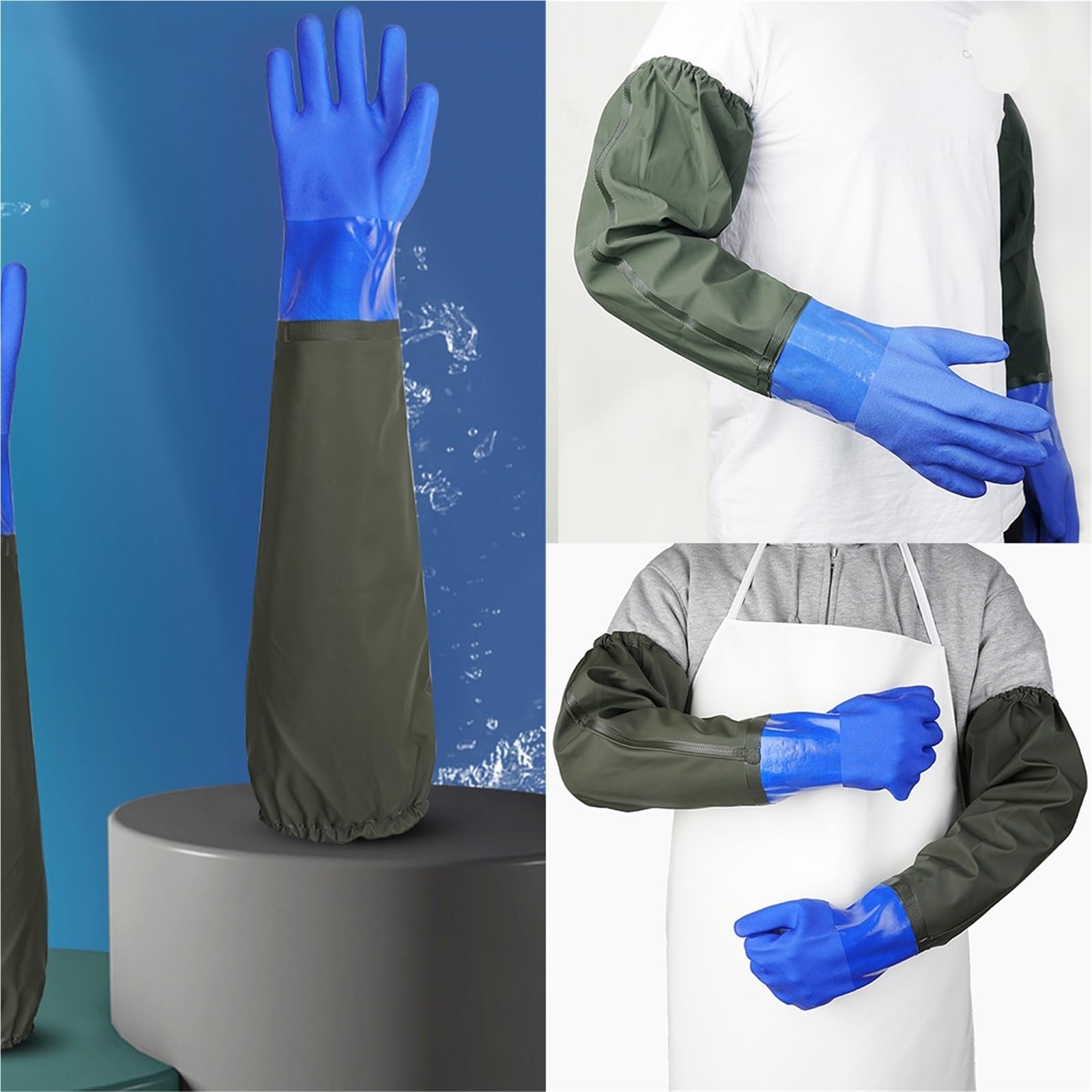 Guantes Jardineria Guantes impermeables de protección laboral, guantes alargados y gruesos, antideslizantes, resistentes al desgaste, de manga larga, for jardinería, pintura for el hogar