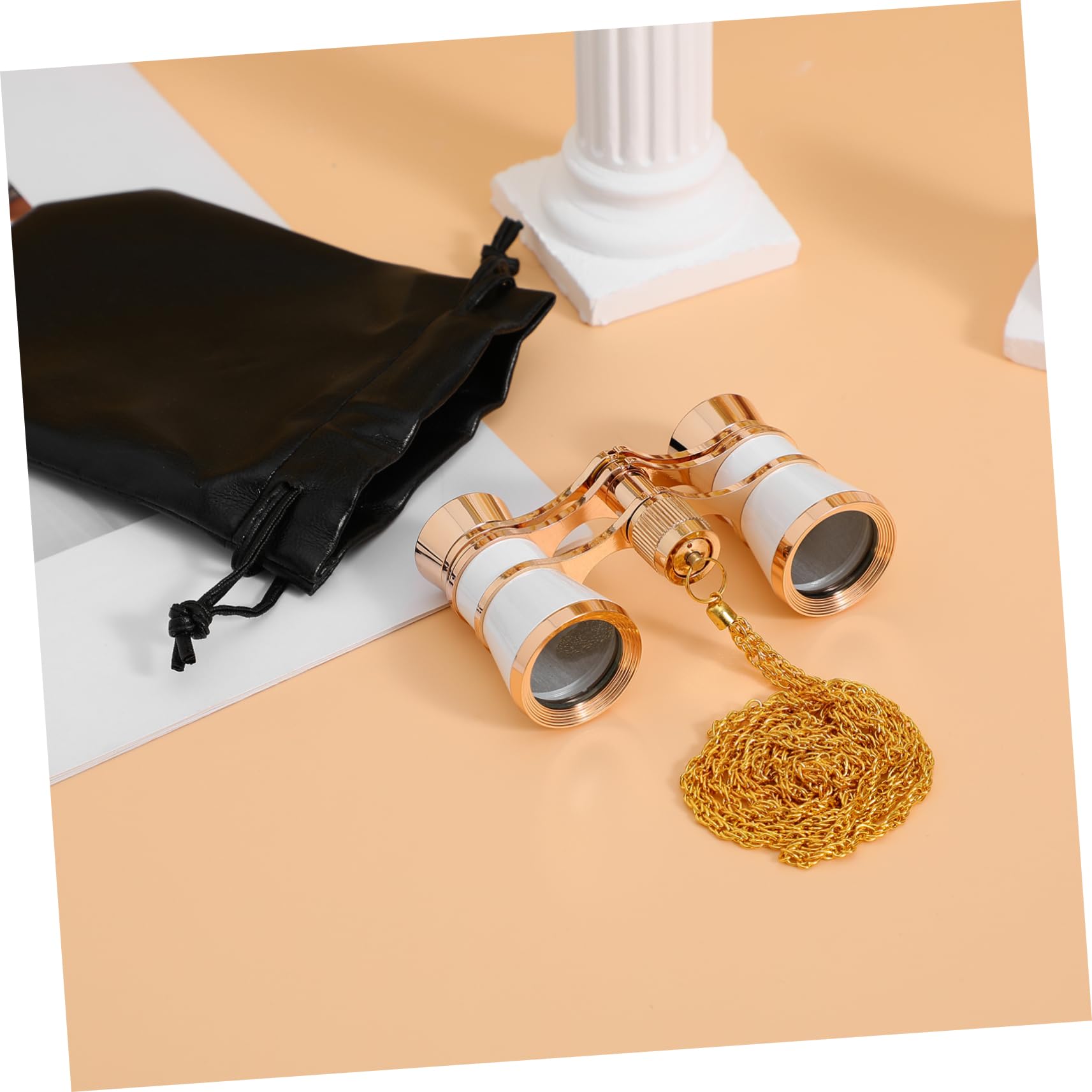 Binocolo Vintage 3x in Lega di Alluminio con Catena | Custodia Inclusa, Stile Classico Elegante, Leggero e Resistente per Sale di Spettacolo e Opere