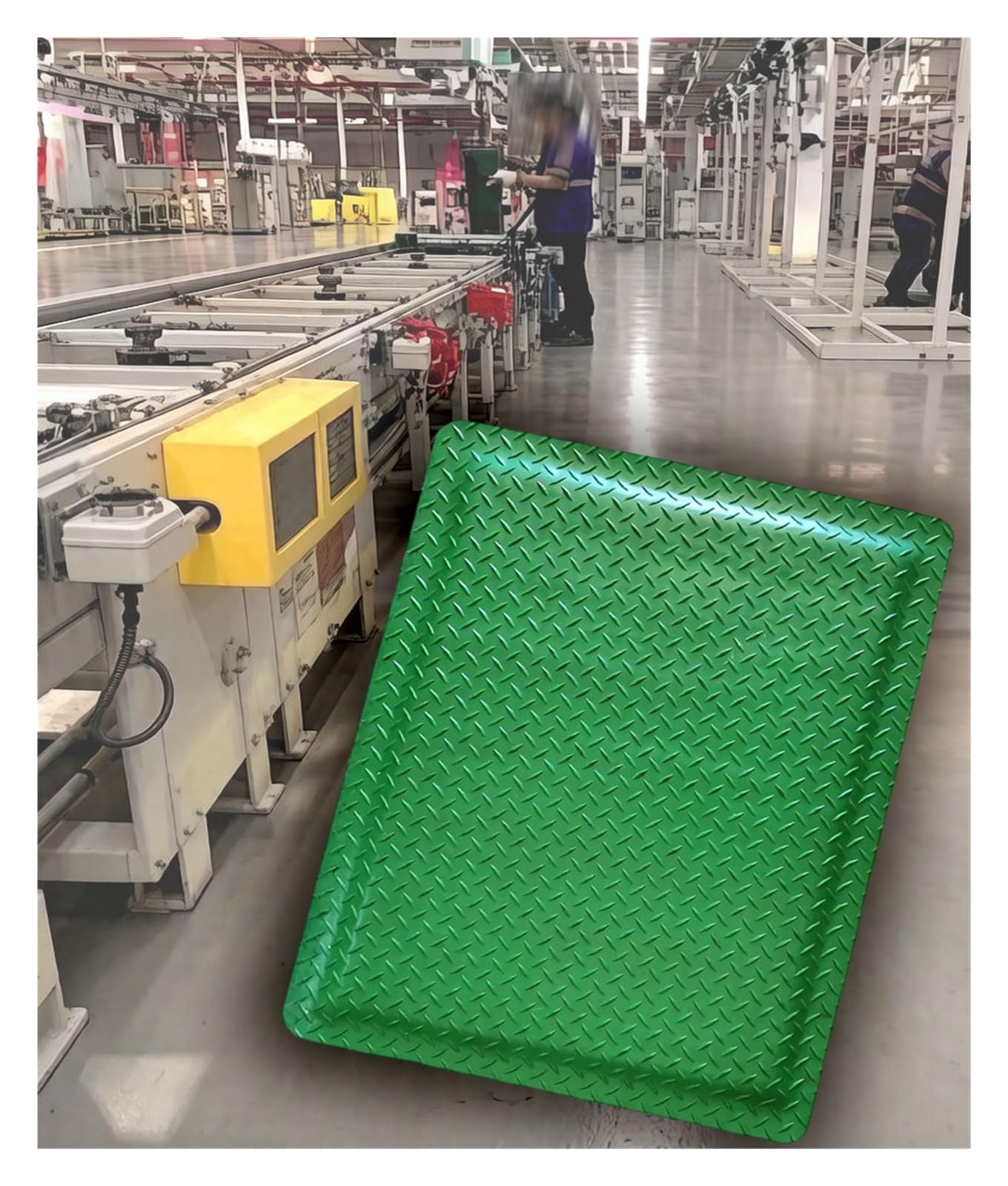 Tapete antifatiga for Taller, tapetes de pie con Agarre Texturizado, Almohadilla de Piso Acolchada de 20mm for Trabajo de pie prolongado en Taller de Laboratorio(Green,80x100 cm)