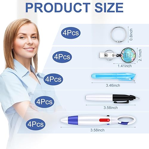 Miniatura 2 de Epakh Juego de 20 bolígrafos de enfermería para insignia, incluye 4 marcadores de punta, 4 marcadores permanentes, 4 bolígrafos retráctiles, 4