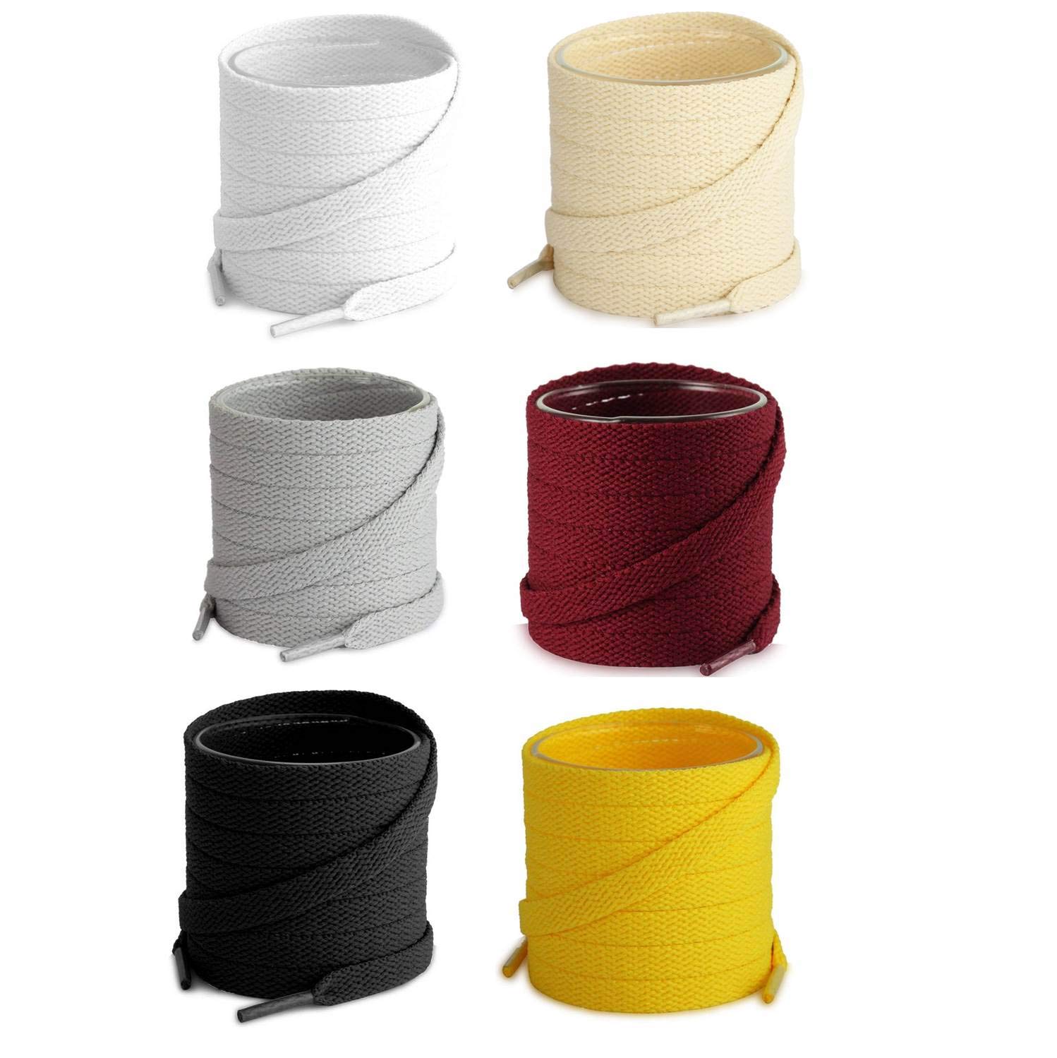 Lify Flat Shoelaces - 8MM (5/16" Inch) Wide - Shoe Laces For All types of Shoes & Sneakers- White, Black, Ocean Blue, Light Grey, Black / White & Black / Baby Blue- Available in 90CM ( 35.43 Inch) & (120CM ( 47.25 Inch)- 6 Pair Pack (120CM ( 47.25 In (B078T93FS2) Amazon Price History, Amazon Price Tracker