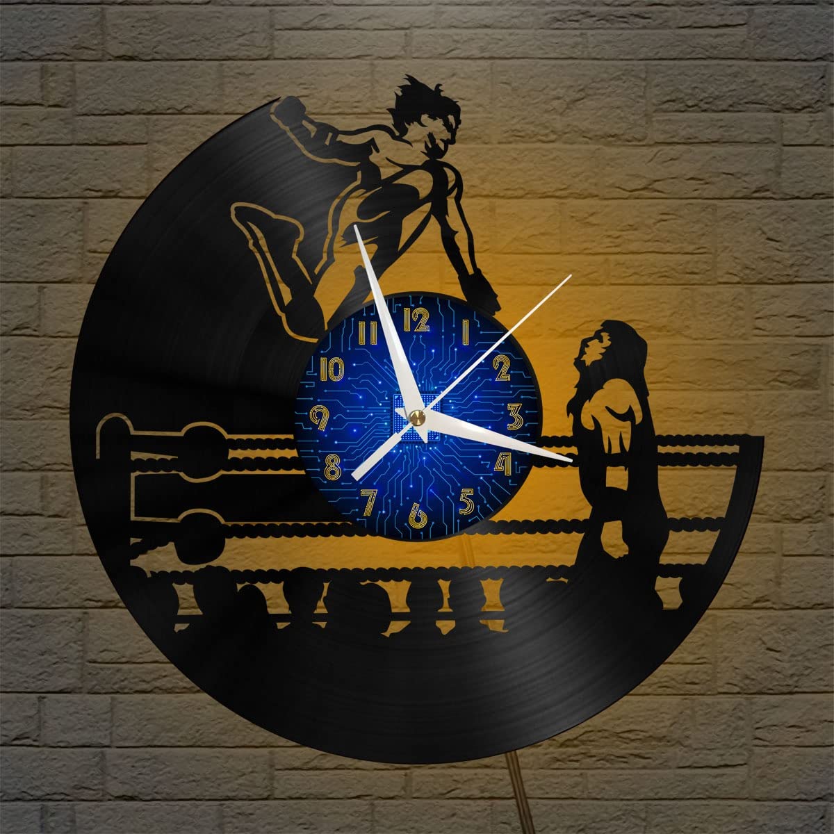 Horloge murale vinyle Pro-Wrestling avec LED pour salon et chambre