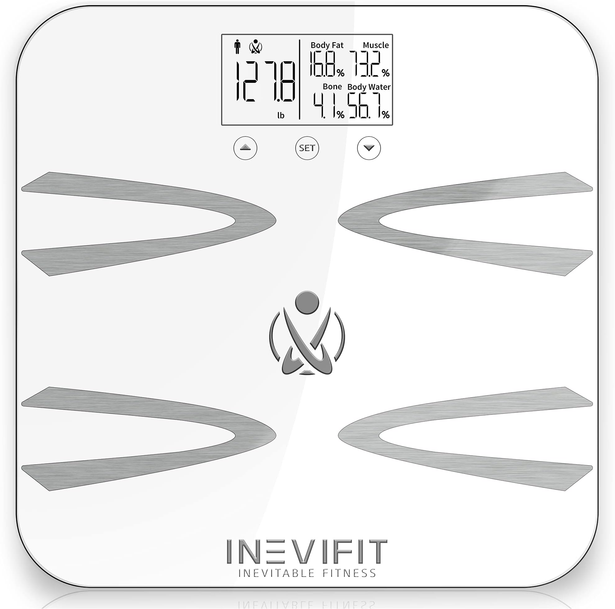 INEVIFIT Body-Analyzer Scale, Highly Accurate Digital Bathroom Body Composition Analyzer, Measures Weight, Body Fat, Water, Muscle, BMI, Visceral Levels & Bone Mass for 10 Users. Includes Batteries